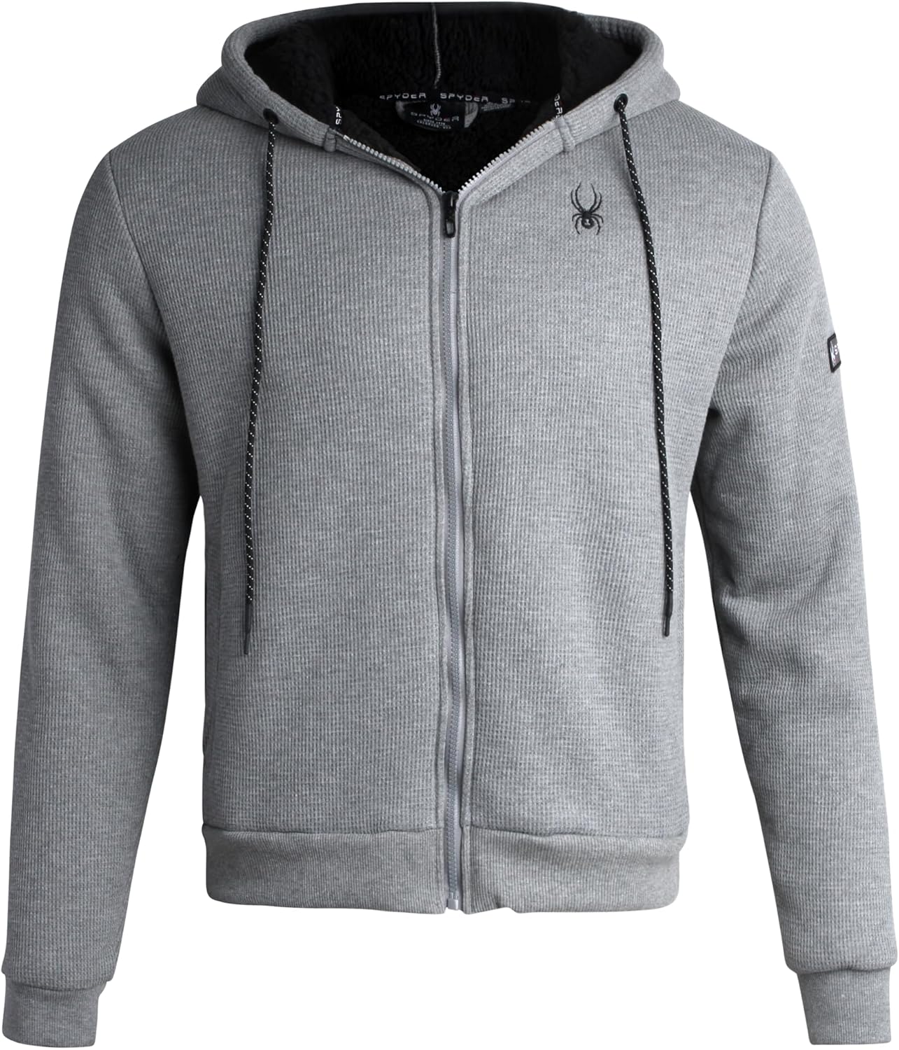 Spyder Men's Full Zip Cozy Sherpa Lined Waffle Knit Hoodie - Lightweight Comfort Jacket for Men (S-XXL)