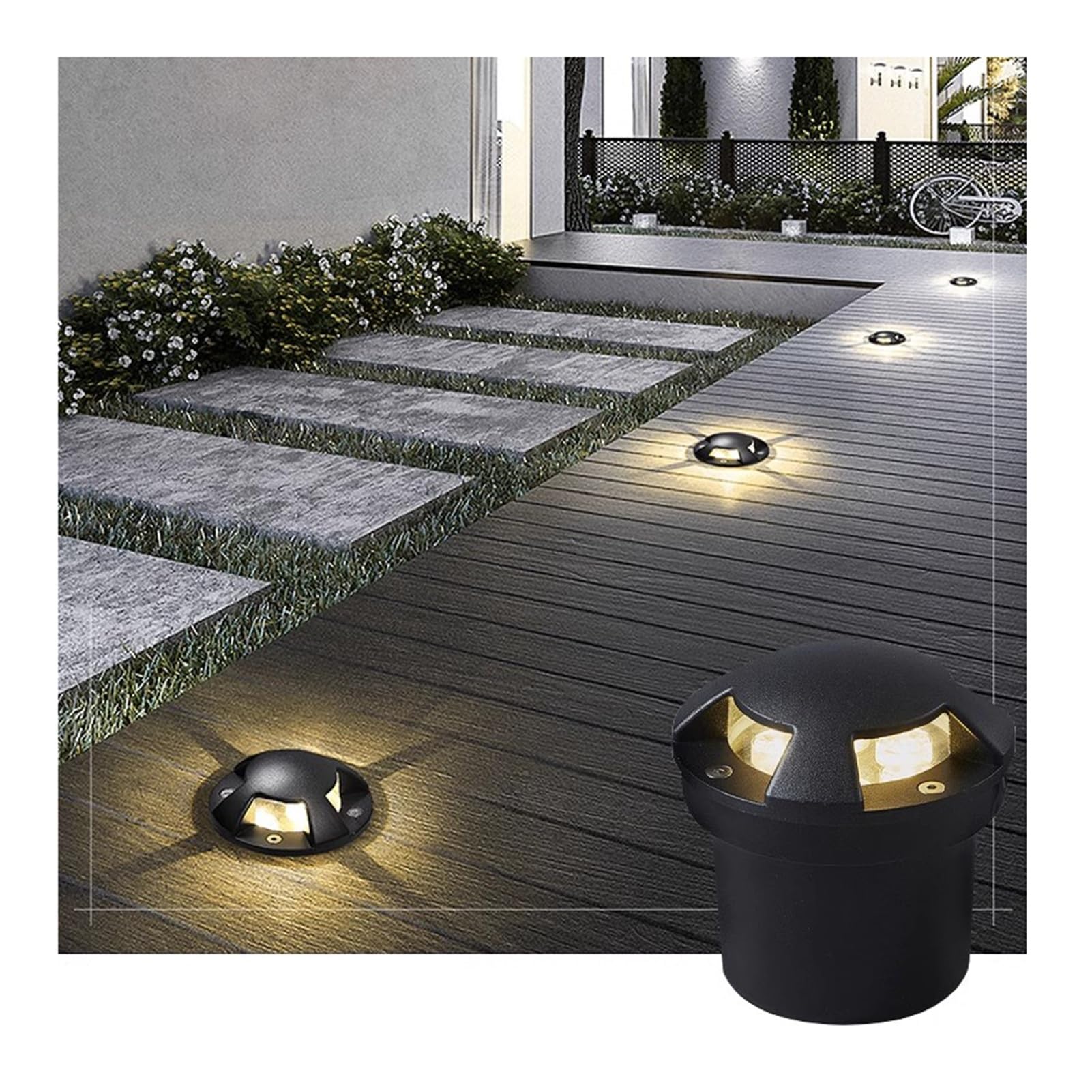 tyfuture LED Well Lights Garden Recessed Ground Light 4 Sides Light Transmission IP66 Waterproof Outdoor Underground Light AC85-265V for Pathway, Yard, Lawn, Patio, Trees, Step, Walkway Landscape Ligh