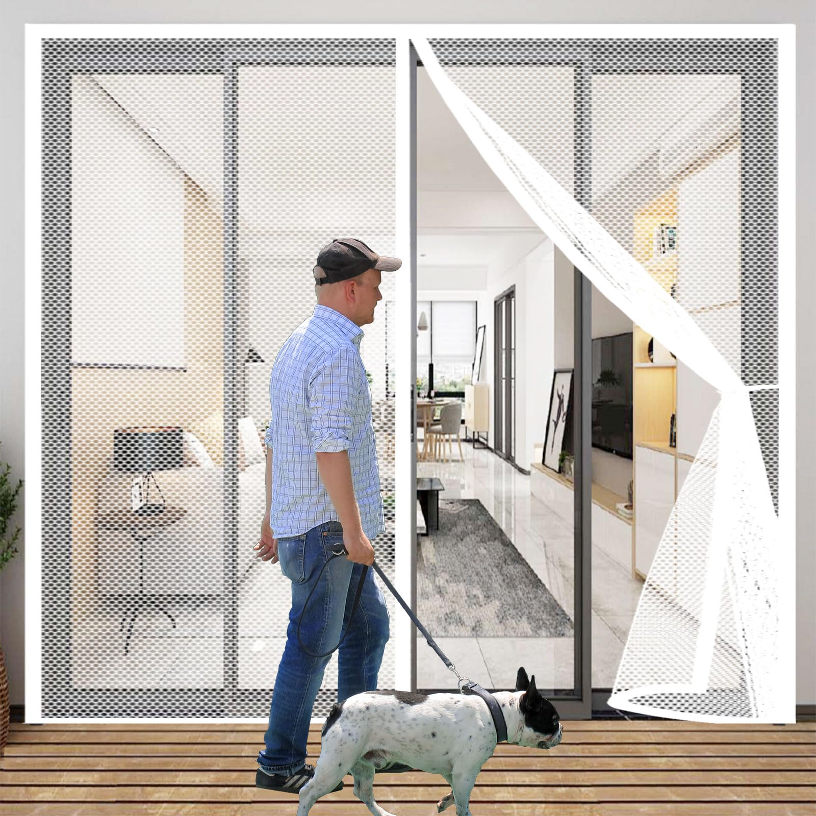 Guojun White Fly Screens For Doors 136 X 290 Cm Powerful Magnets Keep Bugs Out Lets Fresh Air In Curtain Insect Mesh Easy To Install Without Drilling For Patio Bedroom Sliding Kitchen,