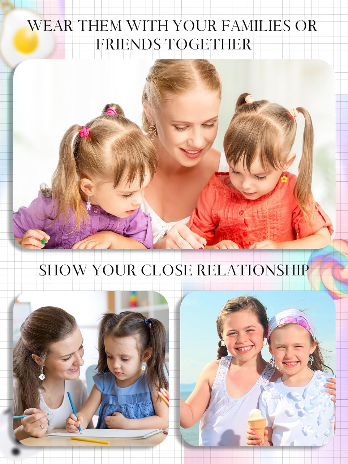 Hicarer 20 Pairs Cute Weird Earrings Funny Dangle Drop Earrings for Women Include Gummy Candy Bear Milk Goldfish Cartoon Fruits Flowers Animals for Birthday - Image 6