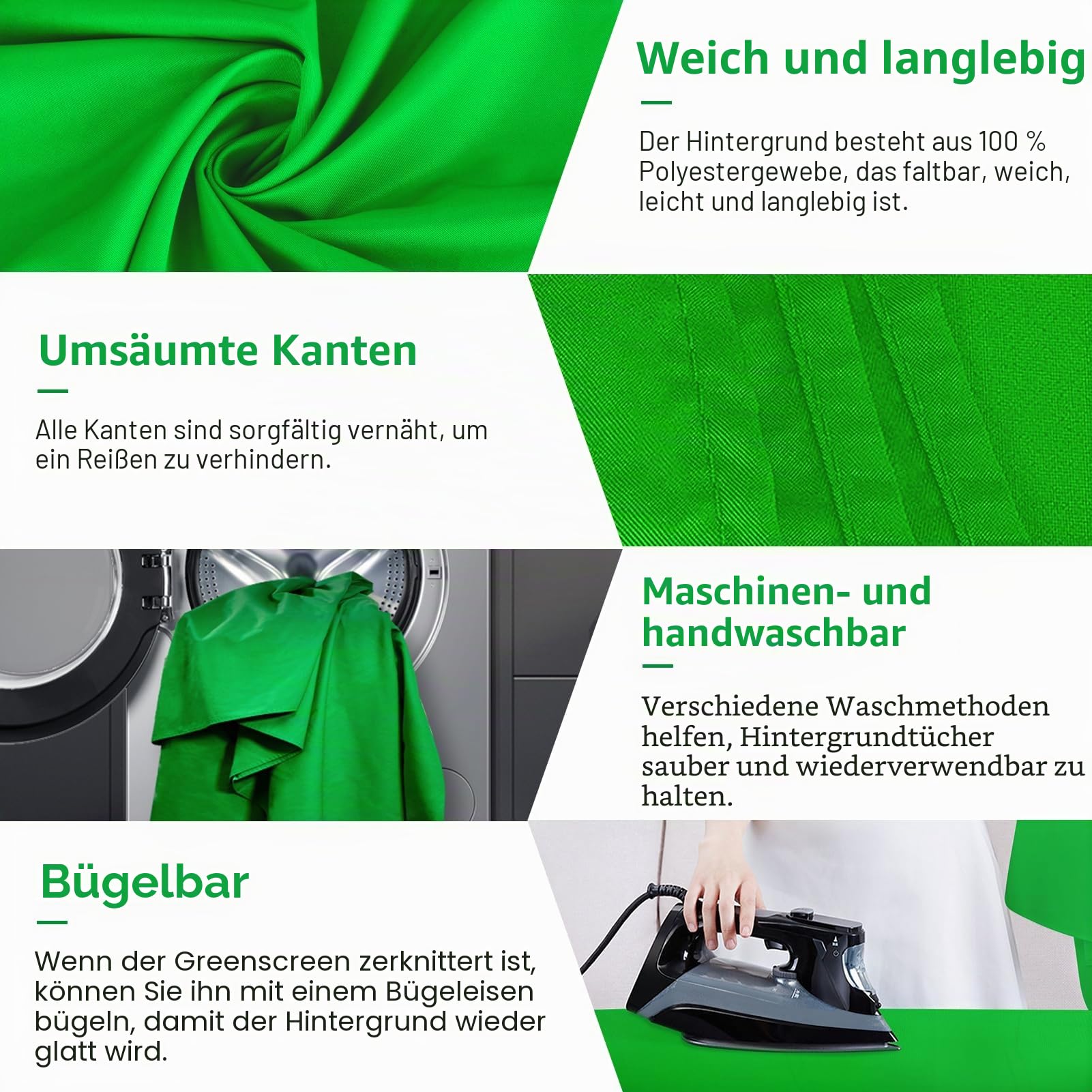 EMART Greenscreen mit Ständer, 2 x 2 m Hintergrund Ständer mit 1,5 x 2 m Green Screen für Foto Video Studio, TV Videos, Streaming Spiele, Live Übertragung, Chroma-Key