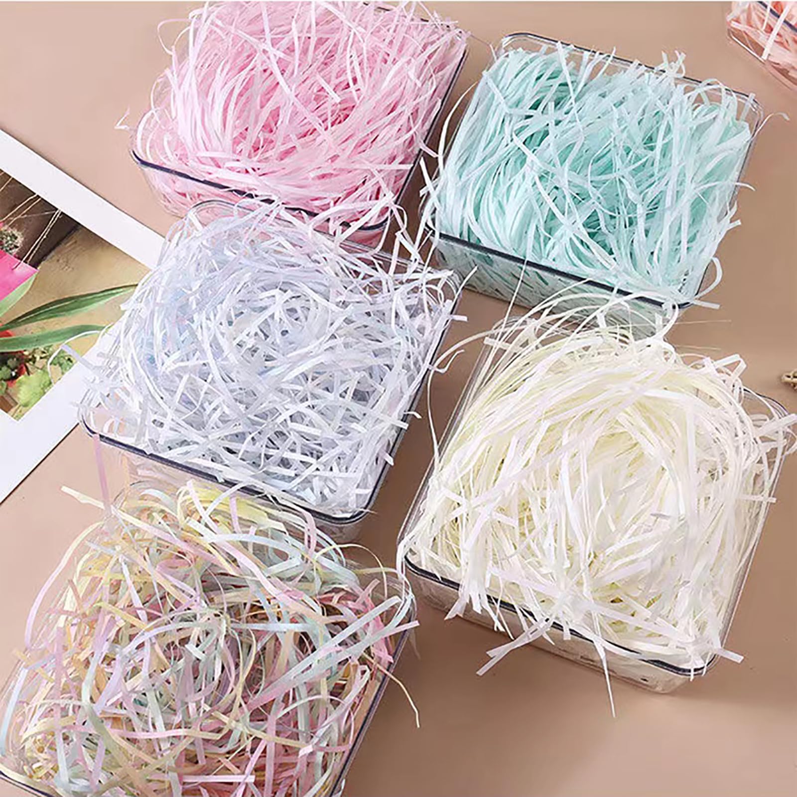 Wypełniacz do opakowań z rozdrobnionej bibuły kartonowej | Multicolor 1 kg: pakowanie prezentów, wypełnianie koszyków, pakowanie(I)