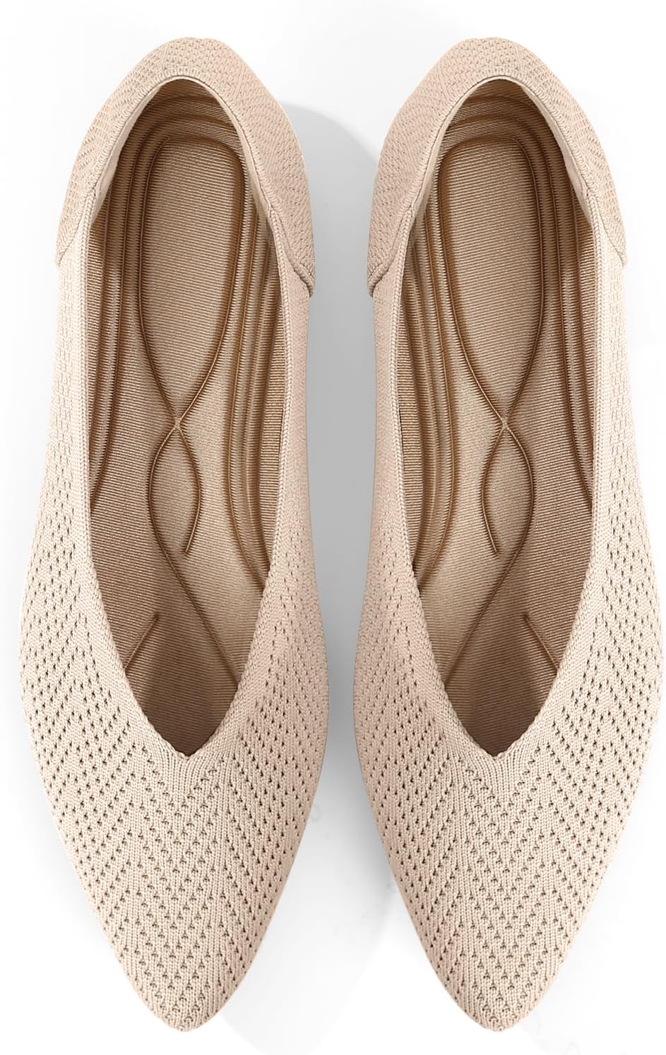 Flats for Women Pointed Toe Knit Ballet Comfortable Dressy Washable Flat Shoes