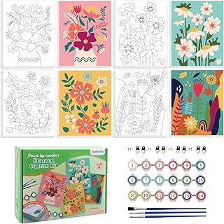 goldentime Framed Paint by Numbers for Adults and Kids Ages 8-12 - Easy to Paint by Number for Beginners, Flower Canvas Painting Kits Perfect for Gift Home Wall Decor 8 * 10inch