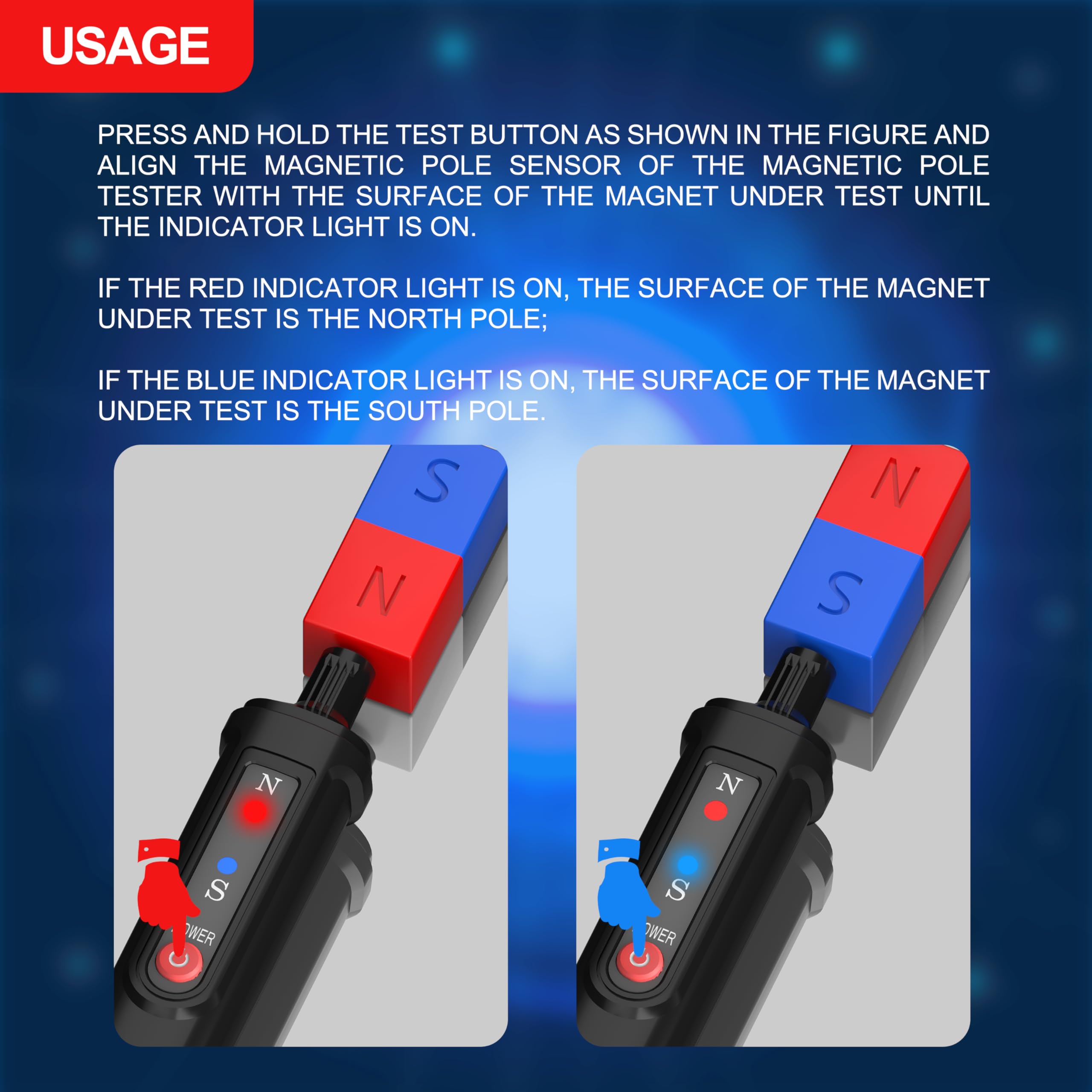 Magnetyczny Tester Biegunów Elektroniczny - Północ-Południe, Wysoka Czułość