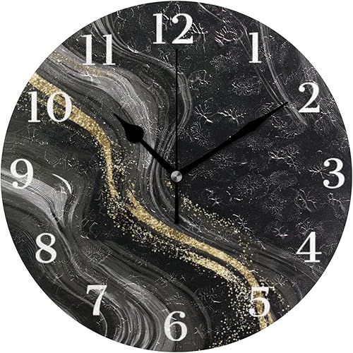 Miniatura 12 de Reloj de pared silencioso sin tictac, funciona con pilas, 9.5 pulgadas, para cocina, hogar, sala de estar, flor azul, mariposa, retro Patrón retro