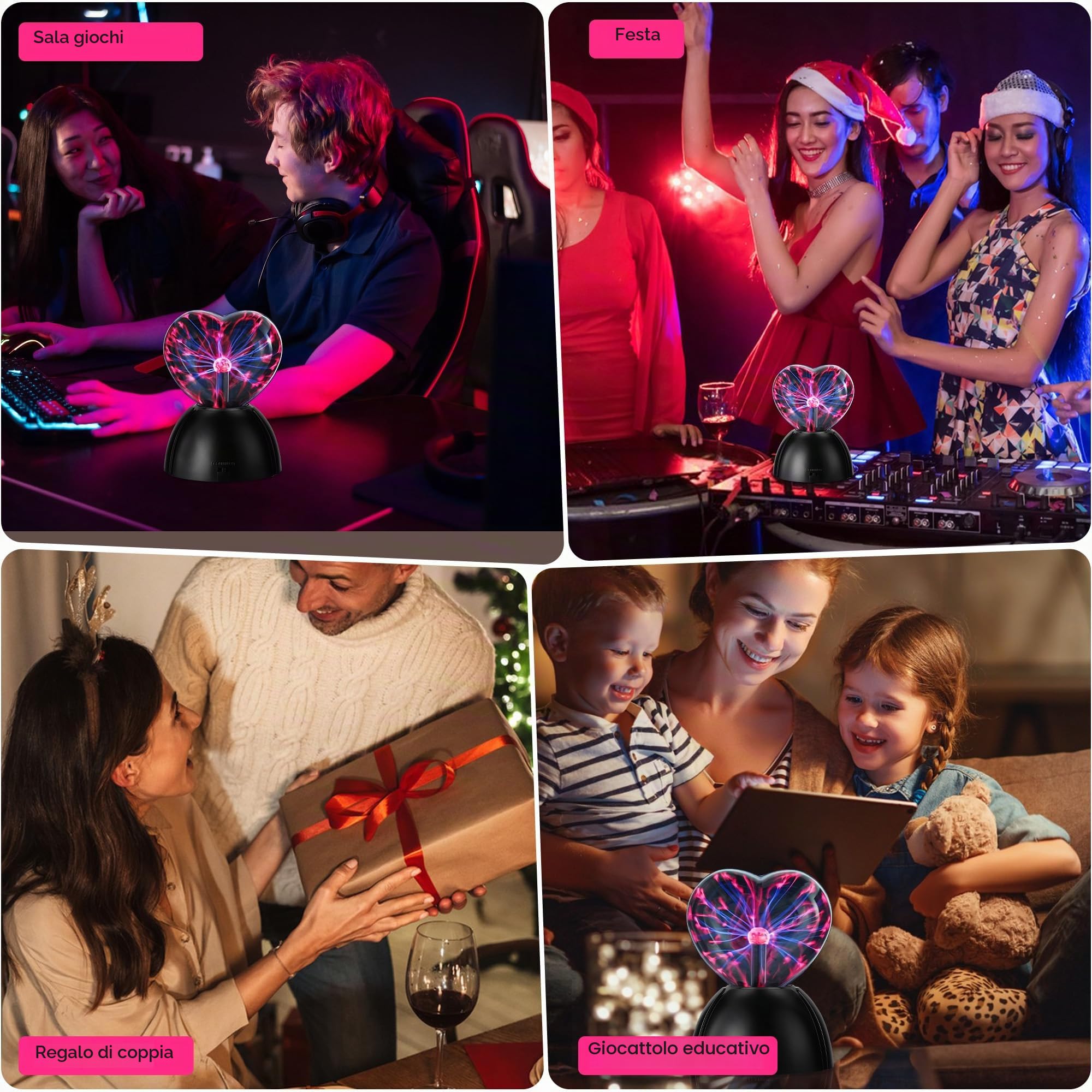 Plasma & Ball, lampada magica a forma di cuore sensibile al tatto, lampada magica per la luce notturna dei bambini, regali di Natale e San Valentino