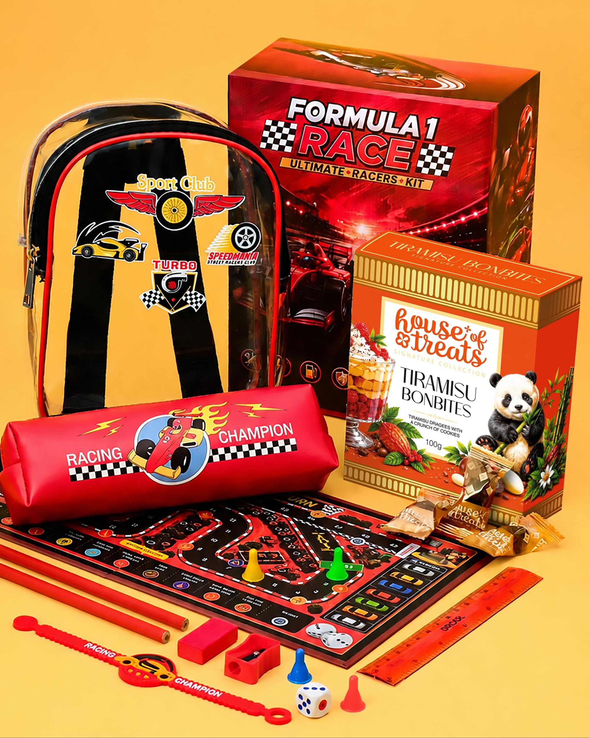 Hyperfoods® Car Rakhi for Kids Boys Rakhi Gift Hamper with 100g Bon Bites Chocolates Racing Car Game Set Stationery Kit Rakhi Set for Brother Kids Gift Hamper for Kid (Gross Wt. 490G)-image-5