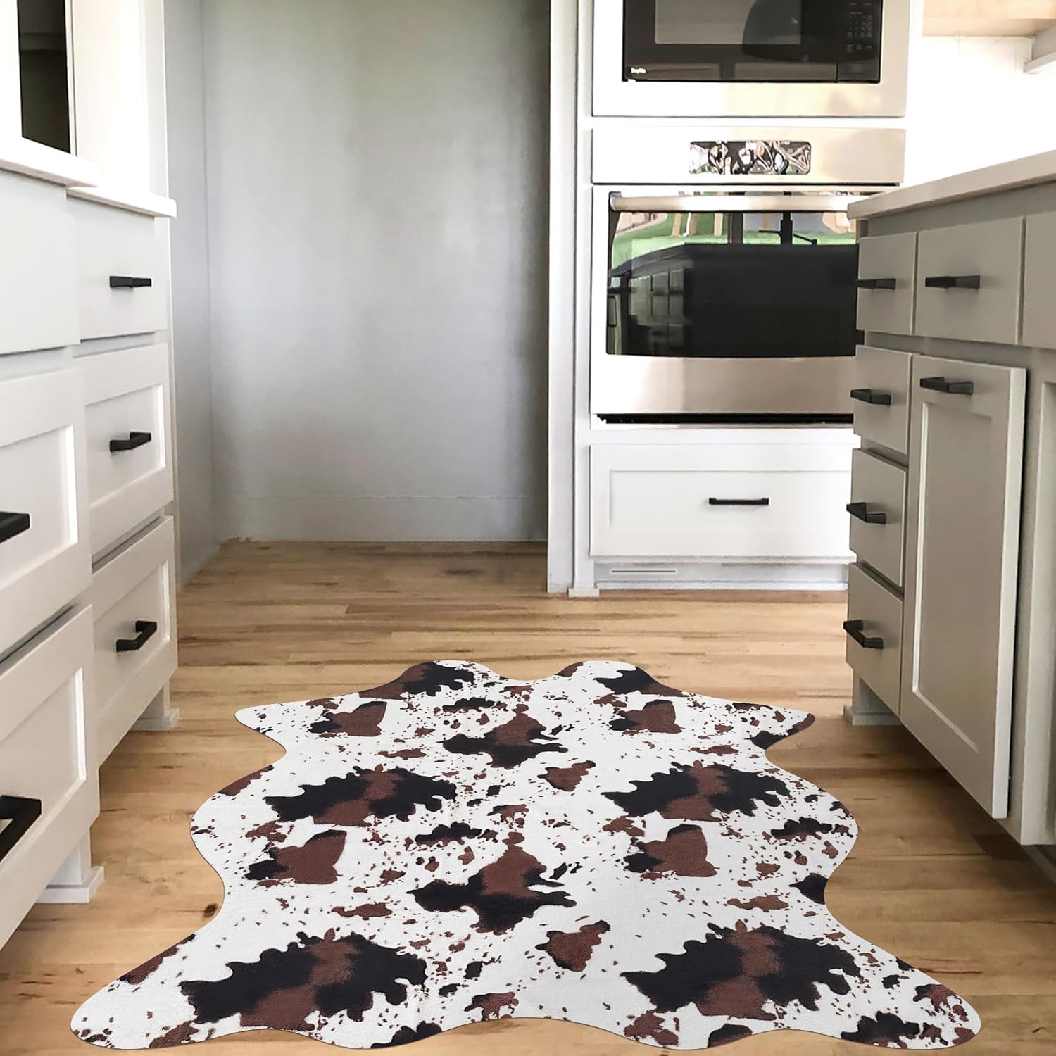 Cow Hide Faux Cowhide Rug,Cow Print Rugs for Bedroom Living Room 4.6 x 5.2 Feet Cute Animal Print Skin Carpet for Western Home Decor