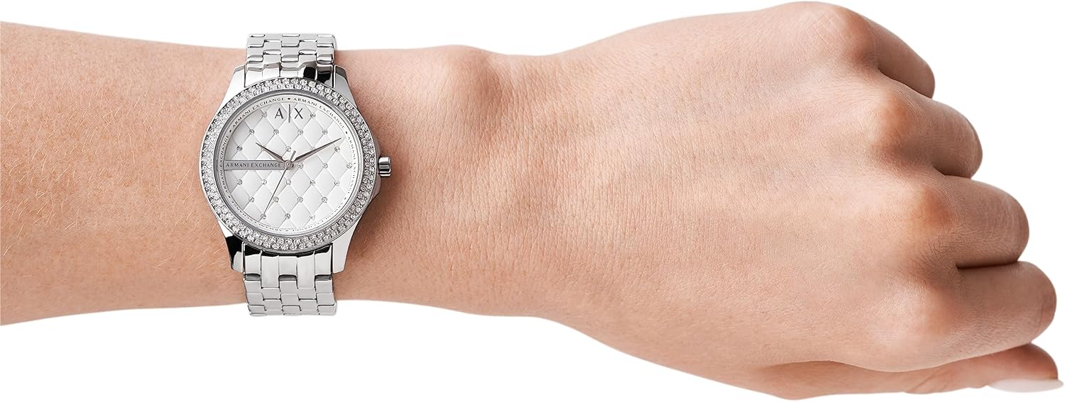 Armani Exchange Orologio da donna a tre lancette in acciaio inossidabile, dimensioni cassa 36 mm