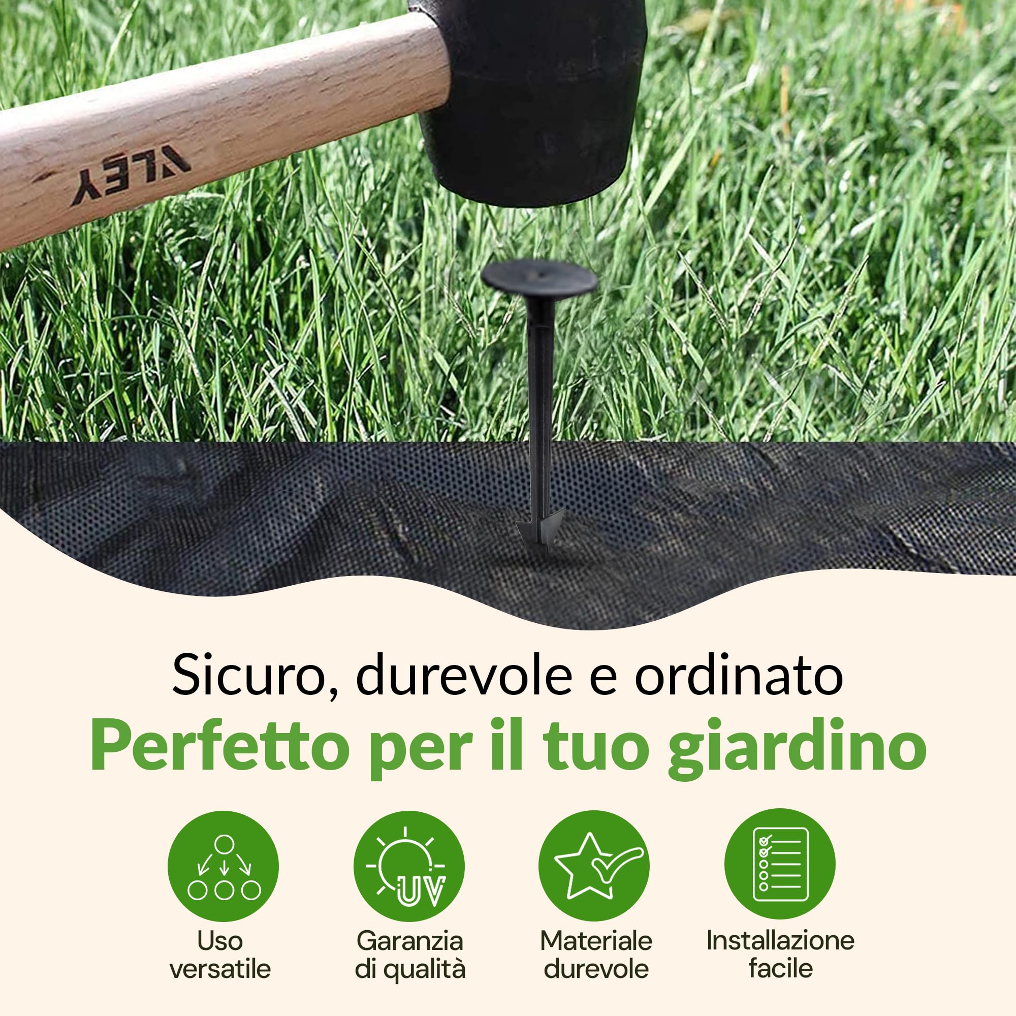 GARDENIX 40 pezzi TerraPEG XL, ancoraggio da per giardino per tessuto, estremamente stabile ancoraggio per fissaggio sicuro in terreni sabbiosi e duri