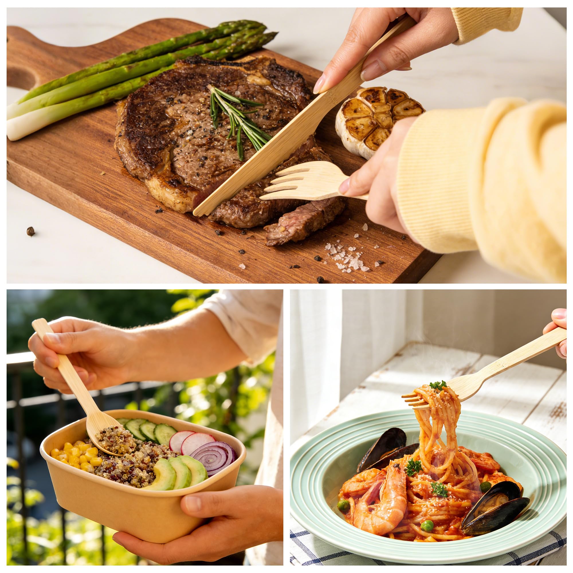 Bamboo Cutlery Set - Eco-Friendly & Disposable -6