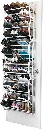 Miniatura 1 de Simplify Zapatero ajustable para colgar sobre la puerta, 36 pares, 12 niveles, en color blanco