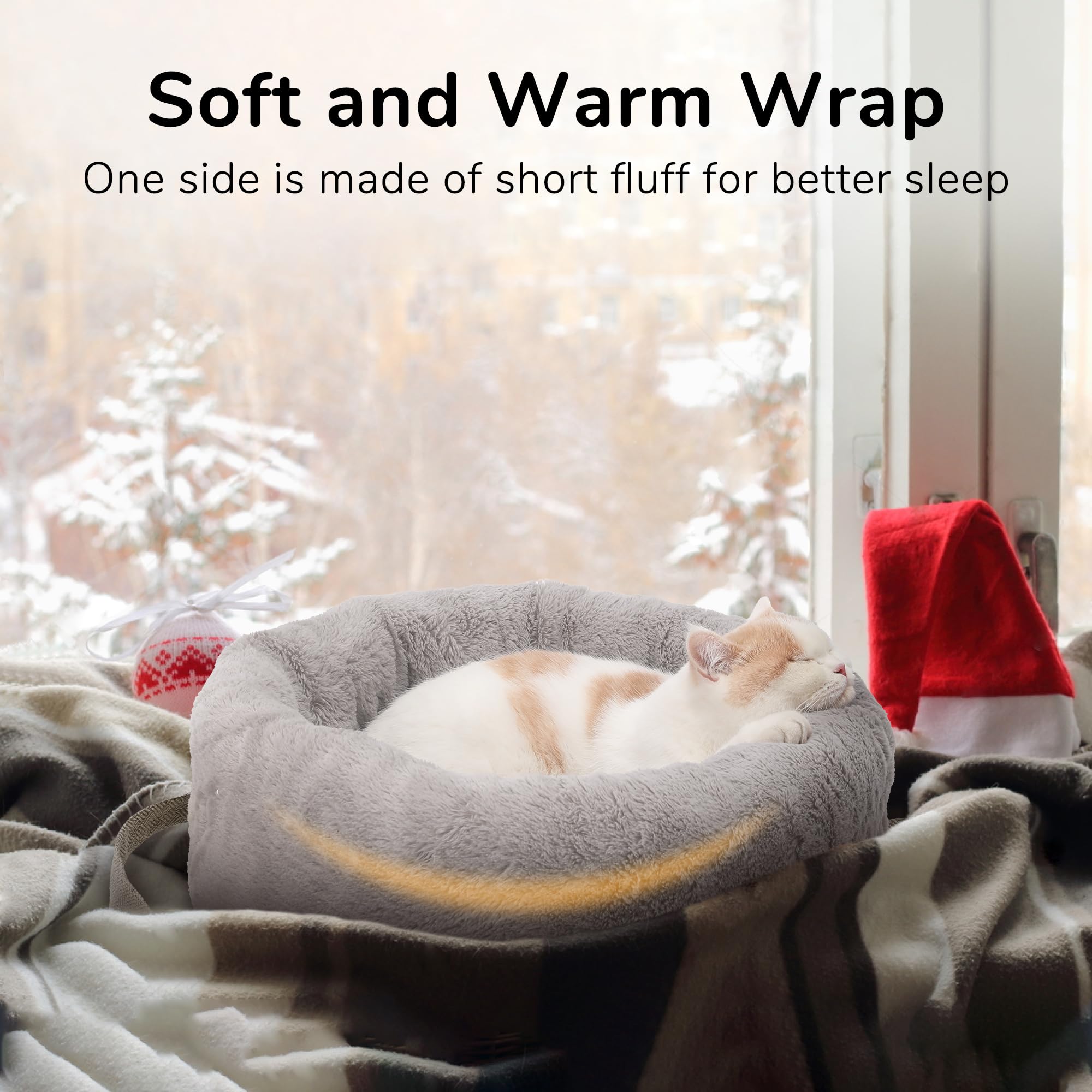 FUKUMARU Cat Bed, Soft and Comfortable Cat Bed for Indoor Cats, Reversible Using Puppy Bed, Multi-Function Kitten Bed, Roomy Small Dog Bed, Premium Material Pet Bed for Cats, Puppy, Bunny