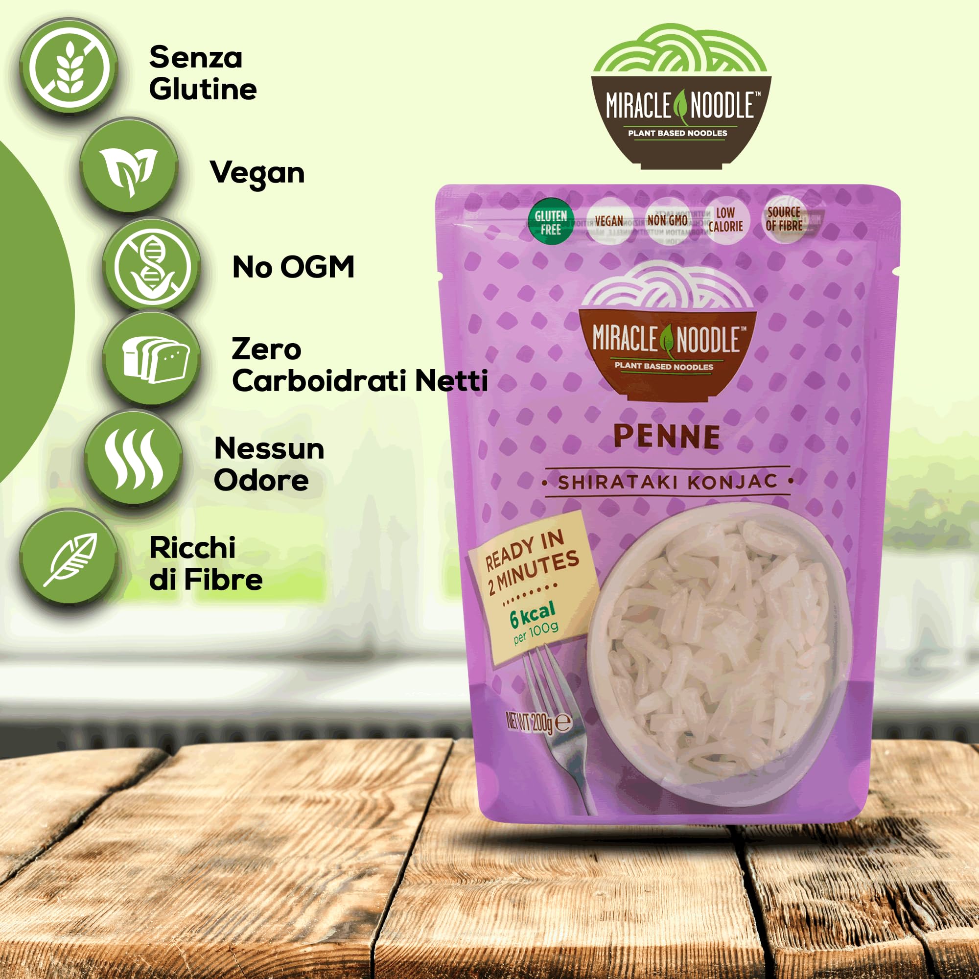 Penne Shirataki Miracle Noodle Senza Odore e Senza Retrogusto Scatola da 30 pacchetti