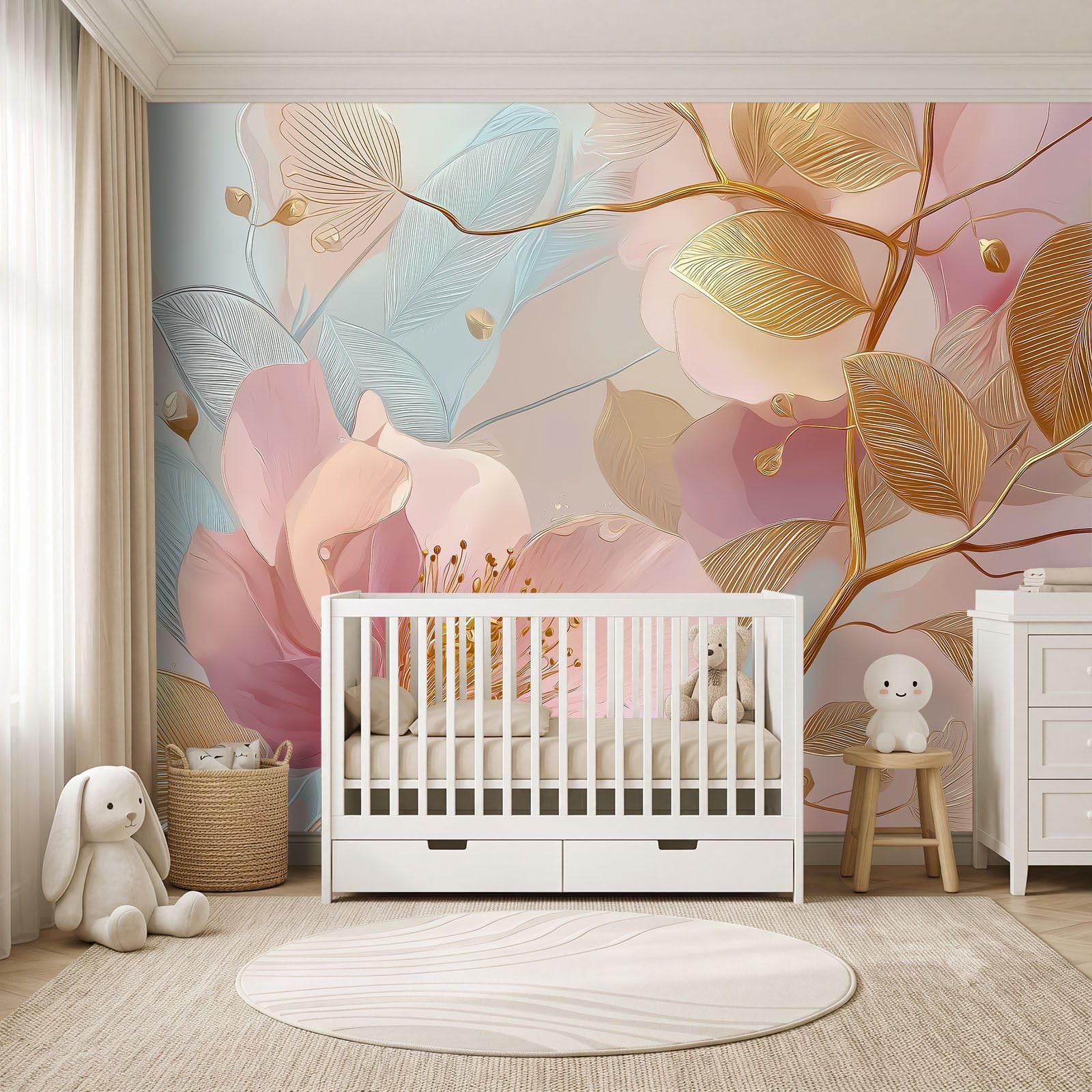 WTD - Papel pintado fotográfico (fieltro, 300 x 210 cm, diseño de flores, 300 x 210 cm, montaje rápido, resistente a la luz