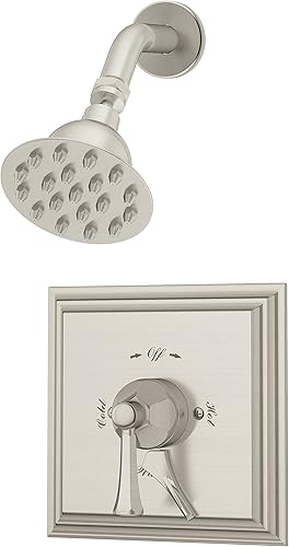 Symmons S-4501-STN-1.5-TRM Canterbury - Molde de ducha de un solo mango con 1 pulverizador en níquel satinado, 1.5 GPM (válvula no incluida)