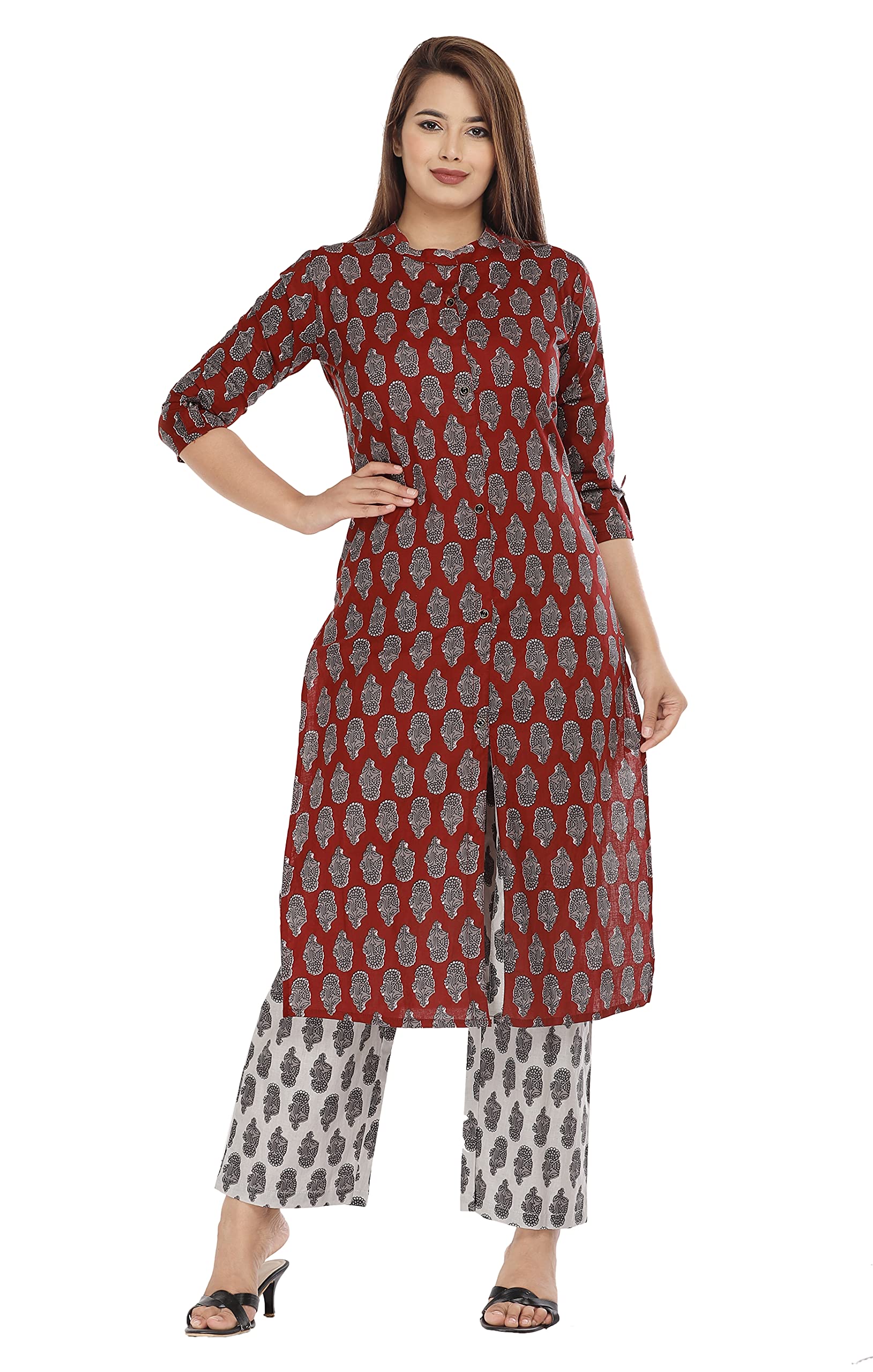 OXYCO Cotton Floral Print Kurta Palazzo Set