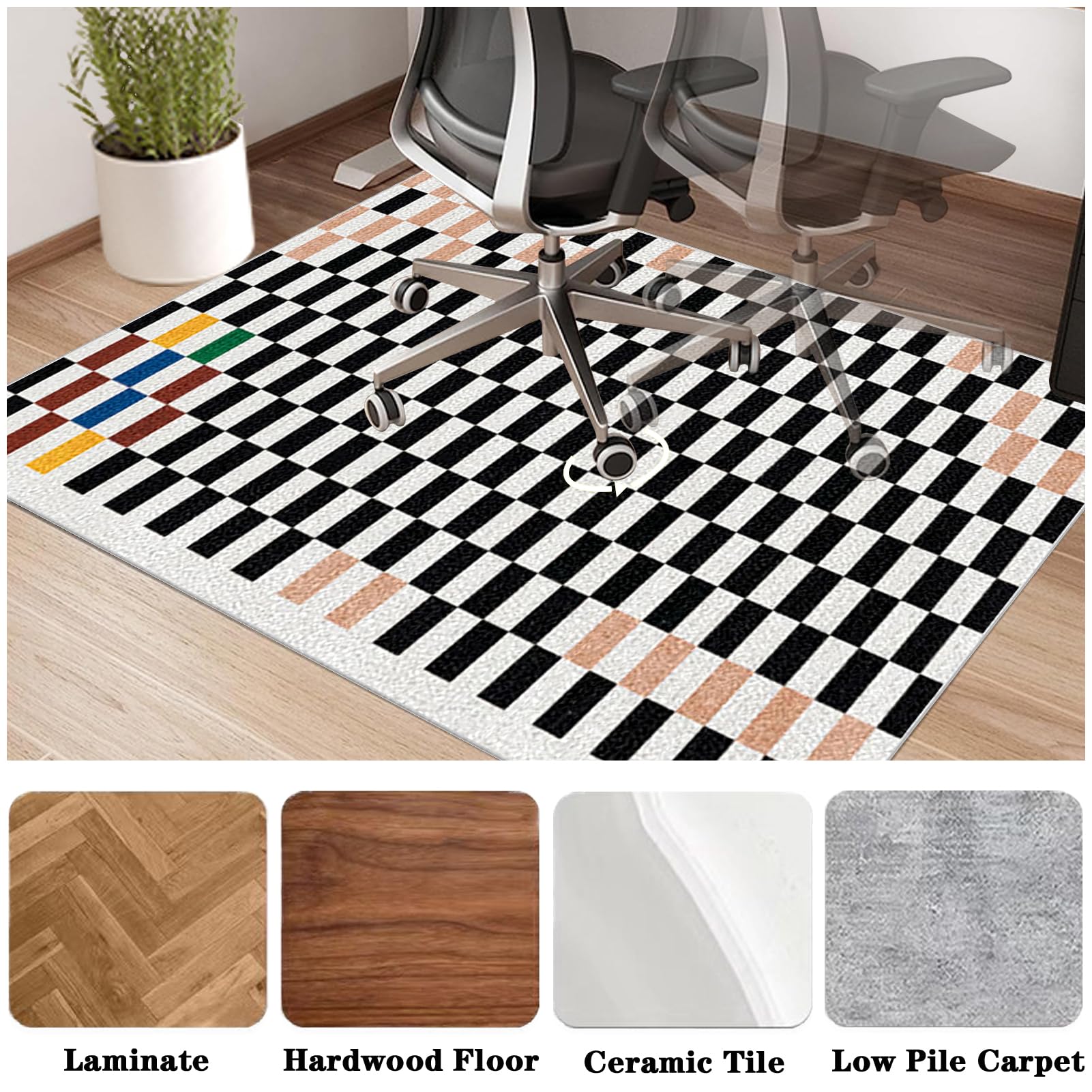 Tappetino Protettivo per Pavimento, Tappetino per Sedia da Ufficio per Parquet e Pavimenti Duri, Tappeto per Sedia con Ruote, Tappeto per Sedia Gaming Antiscivolo per Pavimenti In Legno 120 x 160 cm