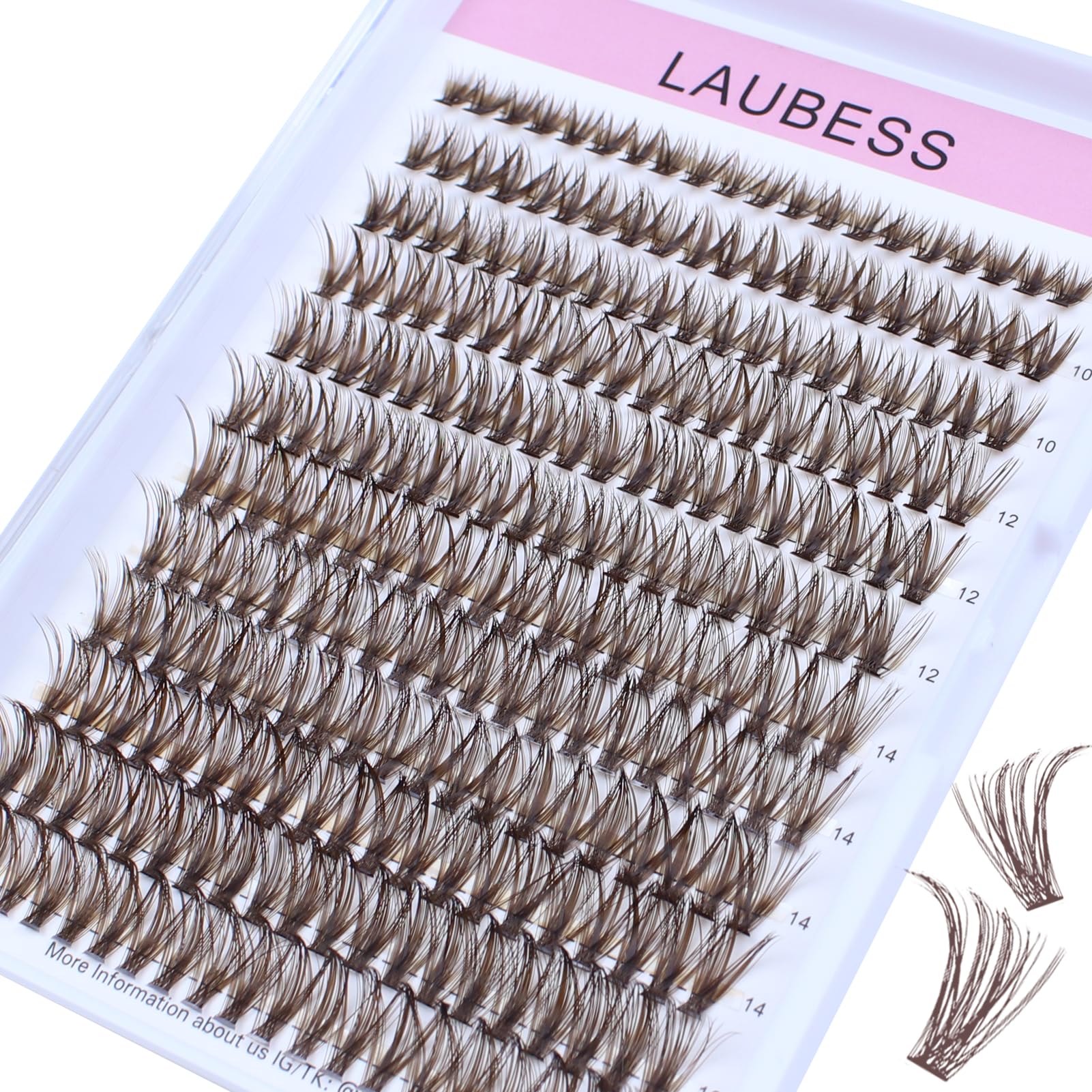 Ciglia Finte Ciuffetti Extension Ciglia LAUBESS Colored Ciglissime Lash Clusters Ciuffetti Ciglia Finte Naturali Brown Cluster Lashes (Brown 40D-0.07D-Mix8-16)
