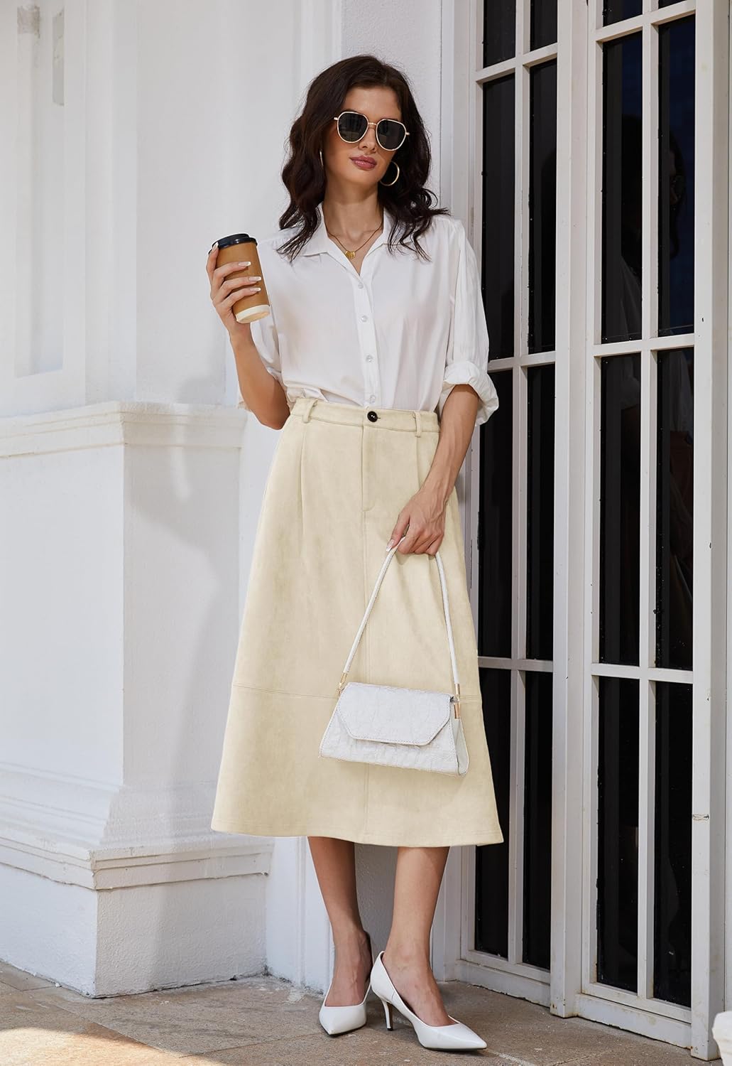 Women’s High Waist Casual Washed Frayed Stretchy Jean Skirts for Women - Image 4