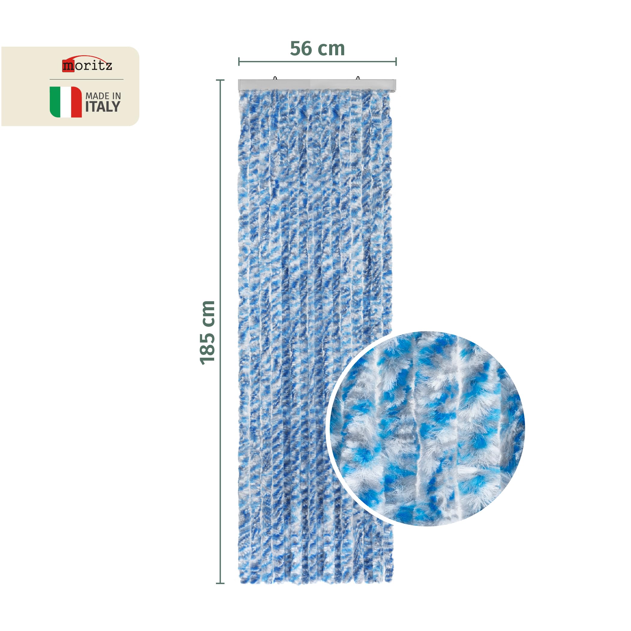 Moritz Chenille Curtain 56 x 185 cm Dark Grey Door Curtain Fly Protection, Insect Protection for Caravans