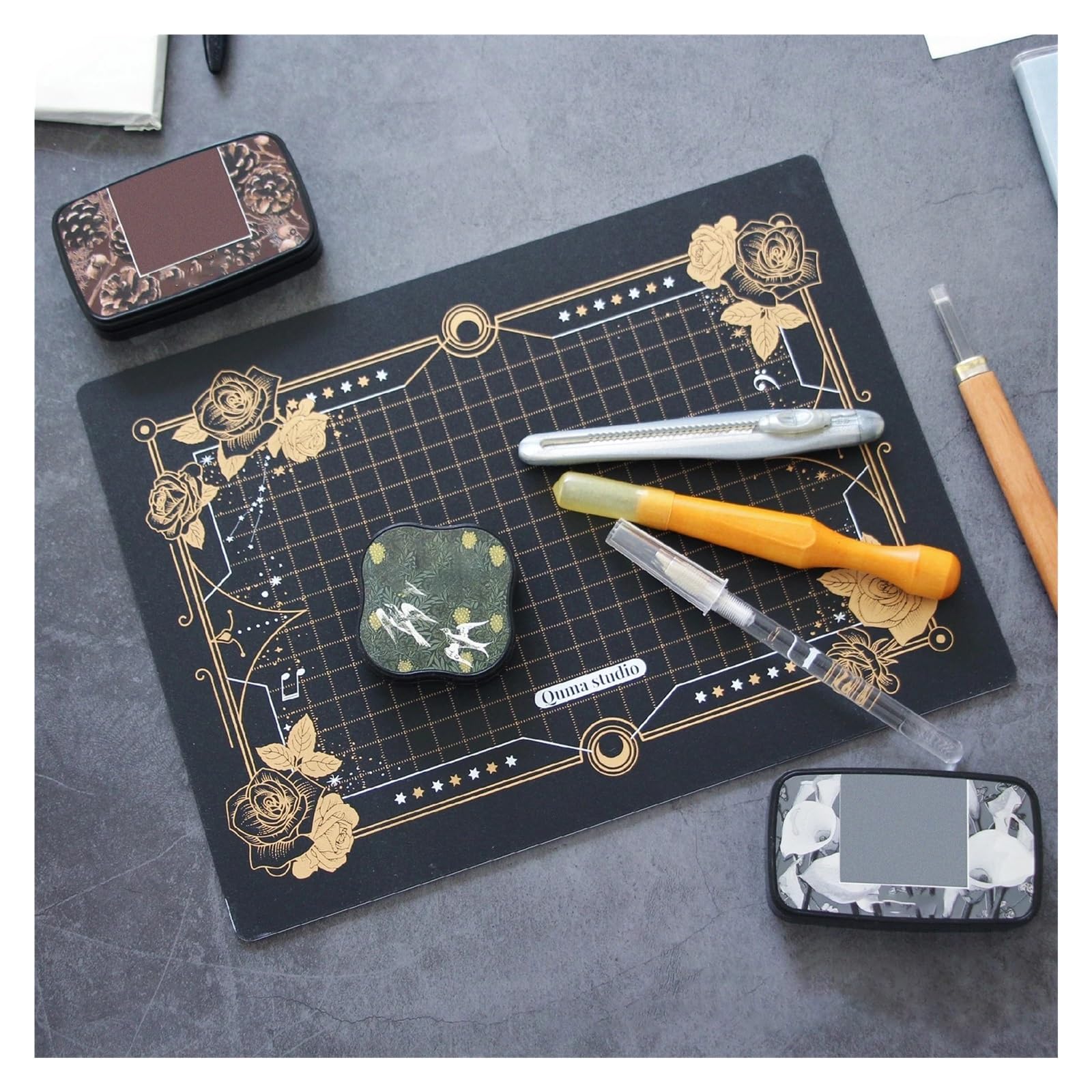 Self-Healing Cutting Mat Cutting Mat Craft Double Side Self Healing DIY Sewing Mats for Leather Engraving Board Card Quilting Scrapbooking Pad(Black Gold 44x30cm)