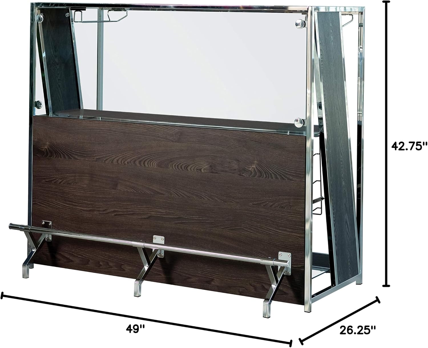 Coaster Furniture 2-Shelf Footrest Dark Oak and Chrome Bar Unit 182304