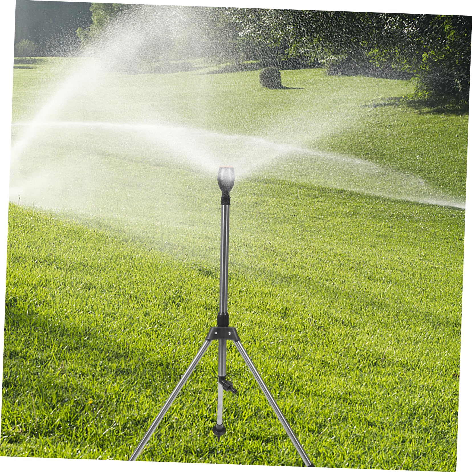 ibasenice Arroseur Automatique Rotatif Rétractable à Trépied en Alliage D'aluminium et Plastique pour Pelouse et Plantes, Irrigation Jardin