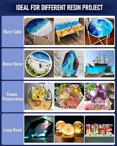 Miniatura 7 de Nicpro Kit de resina epoxi de vertido profundo de 0.75 galones  96 oz, profundidad de 2 a 4 pulgadas, resina epoxi de vertido profundo de alto