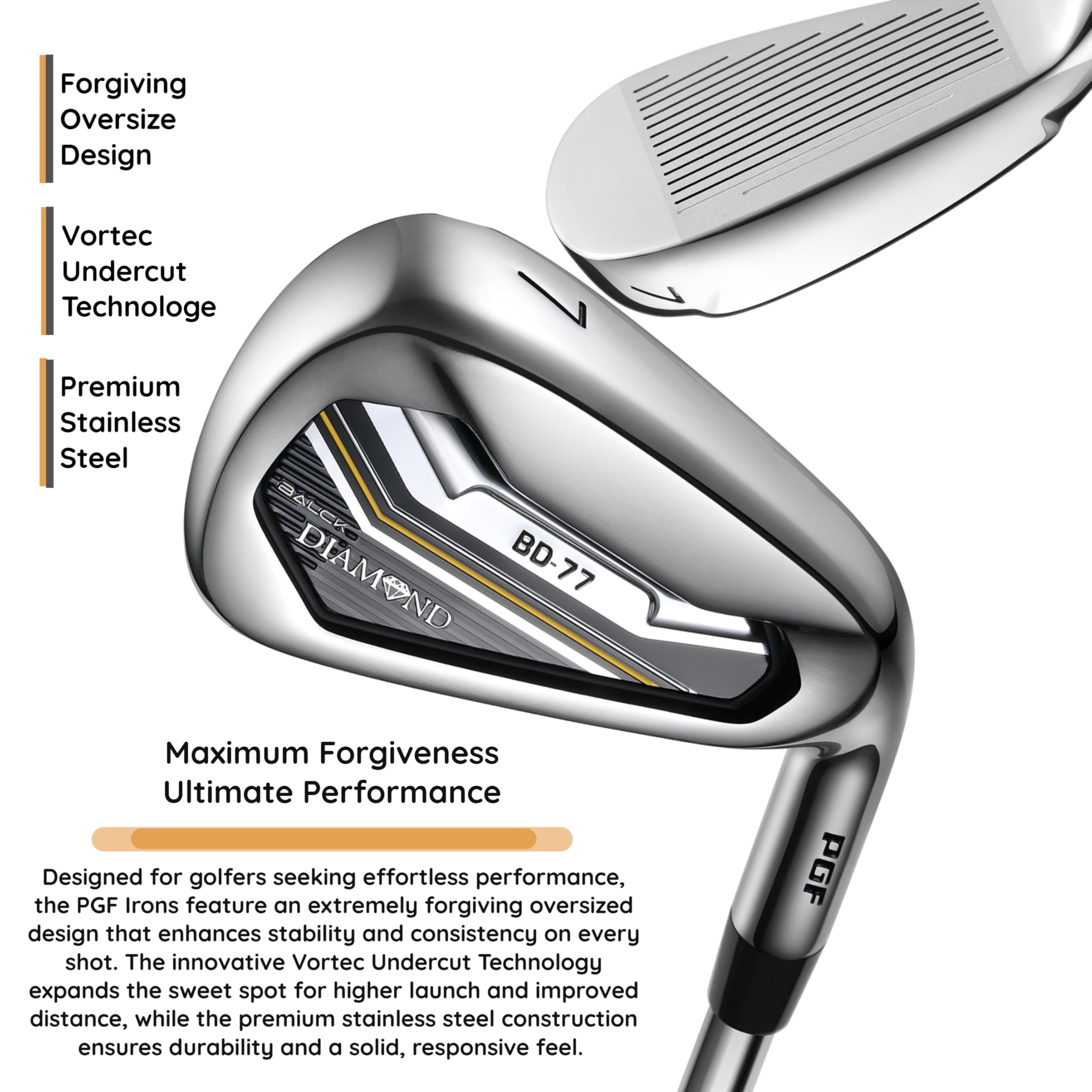 PGF Labs BG-77 kompletny zestaw kijów golfowych dla mężczyzn i kobiet [14-częściowy] [Flex: regularny]
