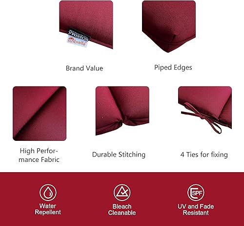 Miniatura 4 de BOSSIMA Sunbrella - Juego de 2 cojines de repuesto para sillas de patio, con respaldo alto, color borgoña