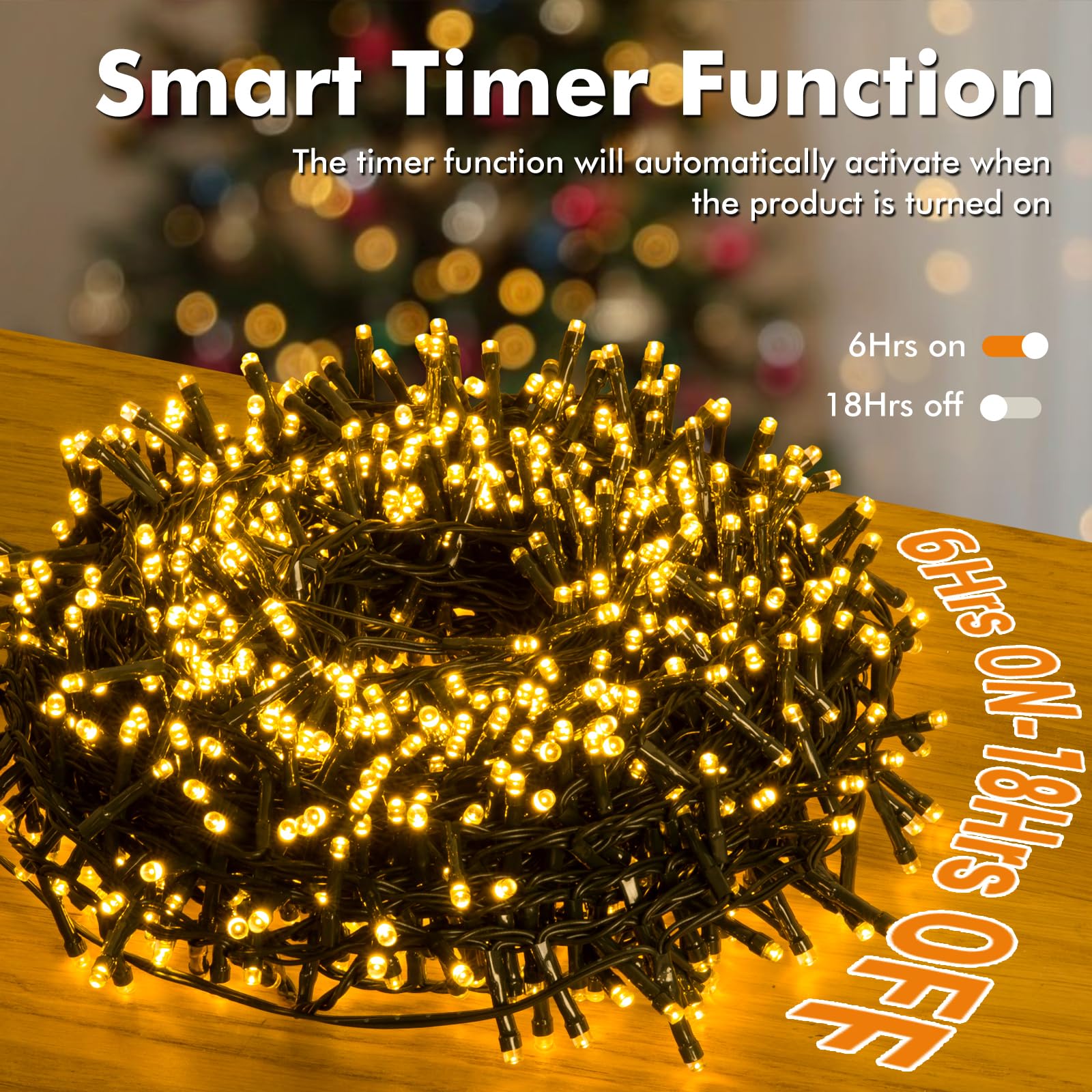 Quntis 25M Cluster Lichterkette Batterie 1000LEDs,8 Modi und Timer Funktion Büschellichterkette,IP44 Wasserdicht Weihnachtslichterkette für weihnachten Hochzeit, Party, Garten, Baum