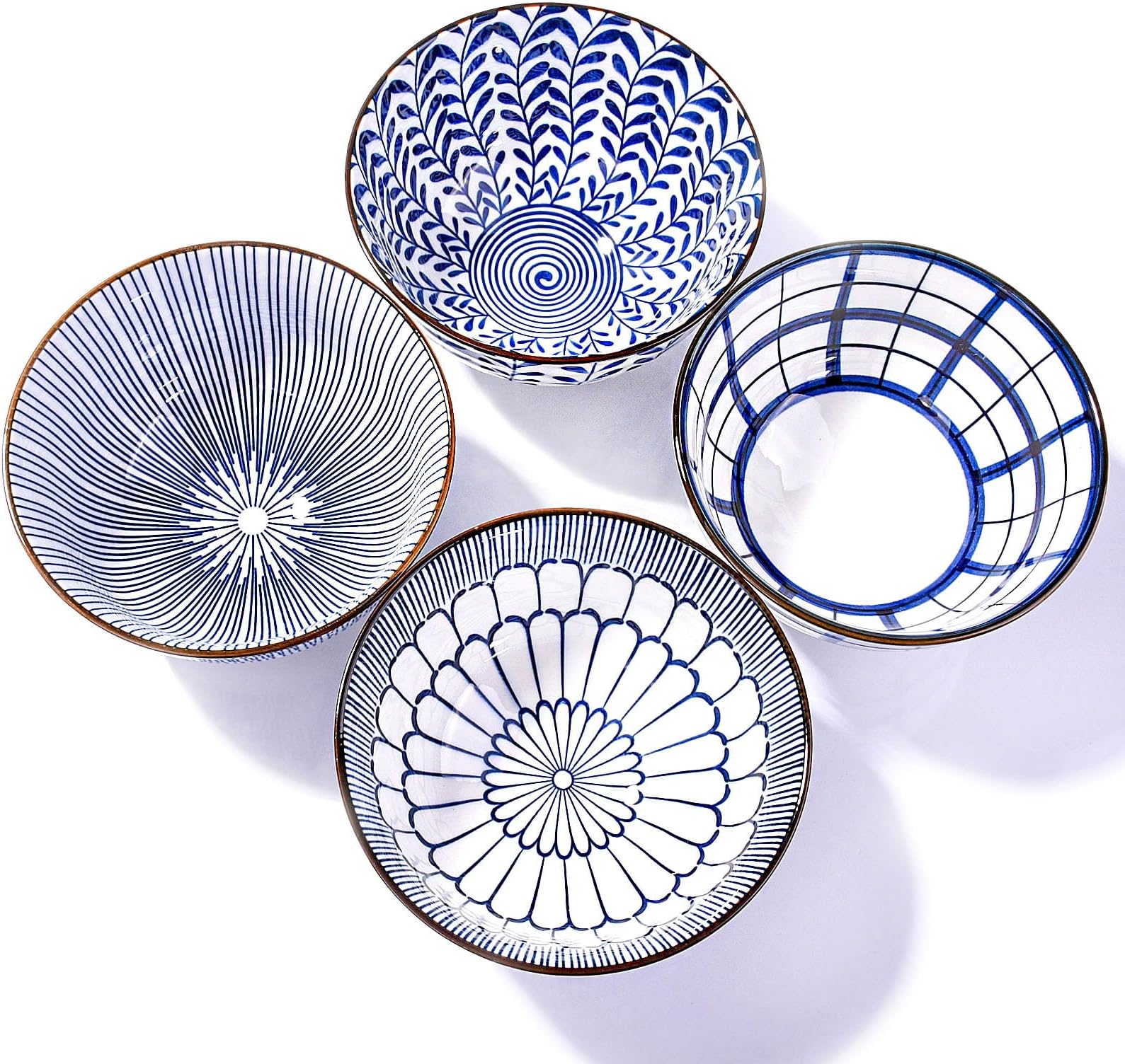 Amazon.com | Japanese Style Rice Bowls Set of 4, Creative Ceramic Home ...