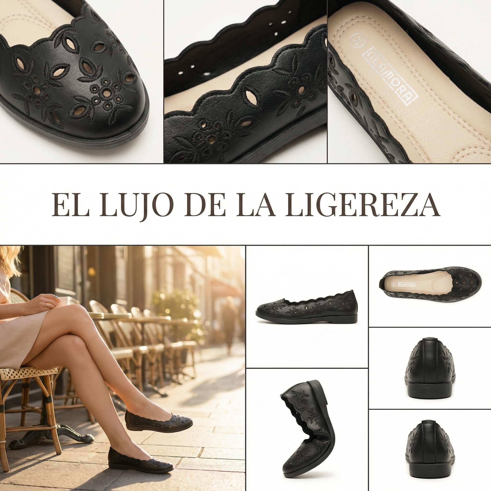 Mocassino Merceditas Ballerina Donna - Scarpa piatta estiva con pizzo traforato, suola morbida e confortevole, stile casual elegante