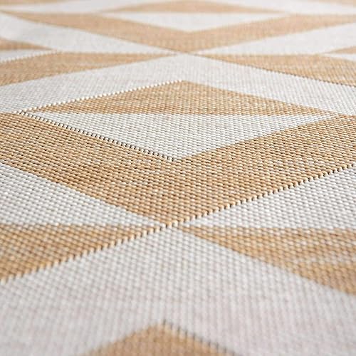 Vista 241 de Unique Loom Unique Loom Outdoor Collection - Alfombra de área - Napa (3 pies 3 pies, redonda, amarillo y aguamarina/amarillo)