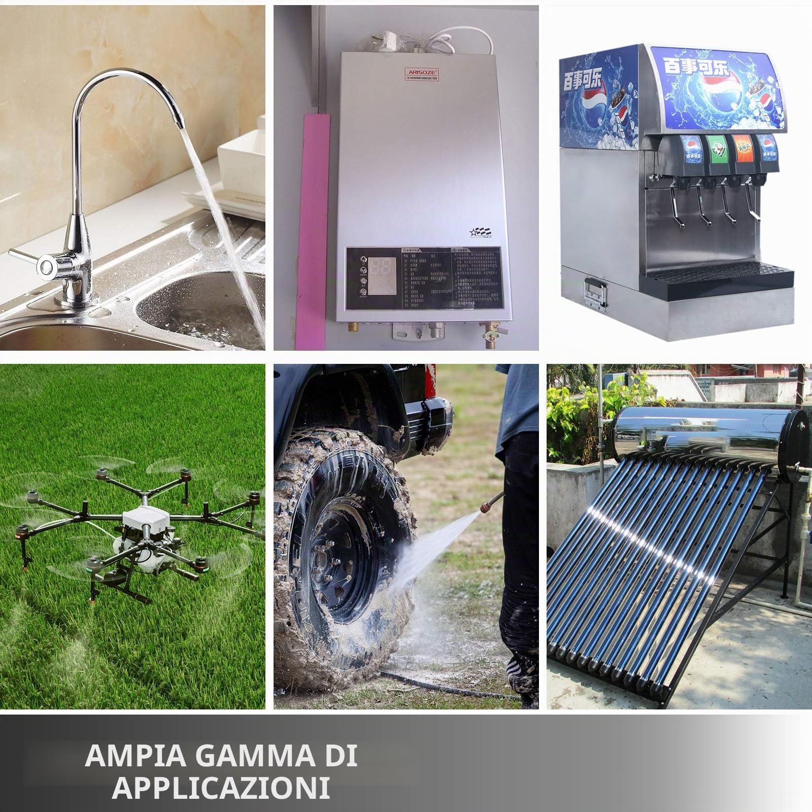 Pompa a Membrana ad Alta Pressione FL-40 40PSI Pompa a Membrana per Acqua Spruzzatore Autoadescante 17L / min 12V, Utilizzo Camper/Barca/RV/Giardino/Industria Agricola