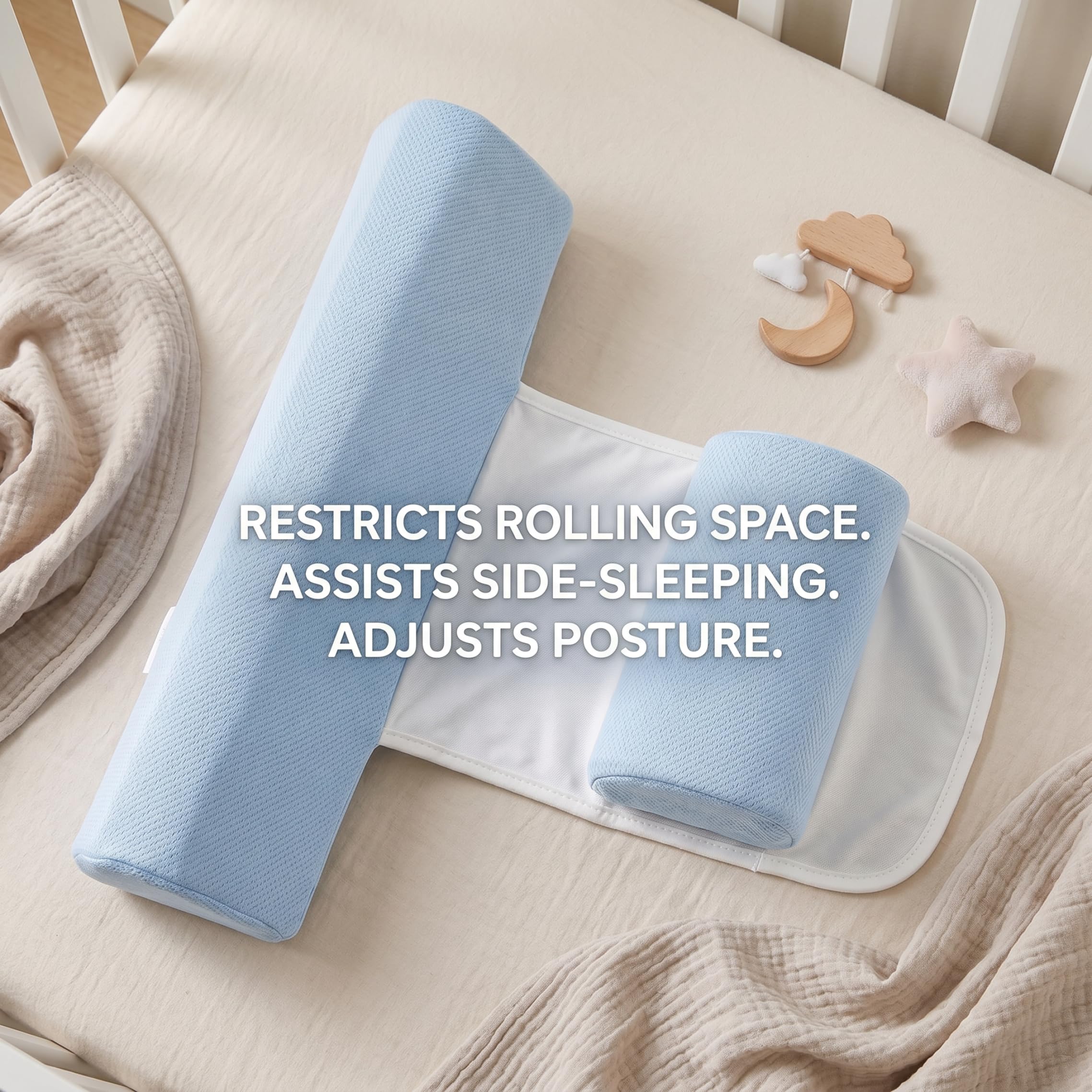 Baby-Keilkissen mit atmungsaktiver 3D-Struktur, Anti-Roll-Kissen – seitliche Schlafpositionierungshilfe, Galaxieblau