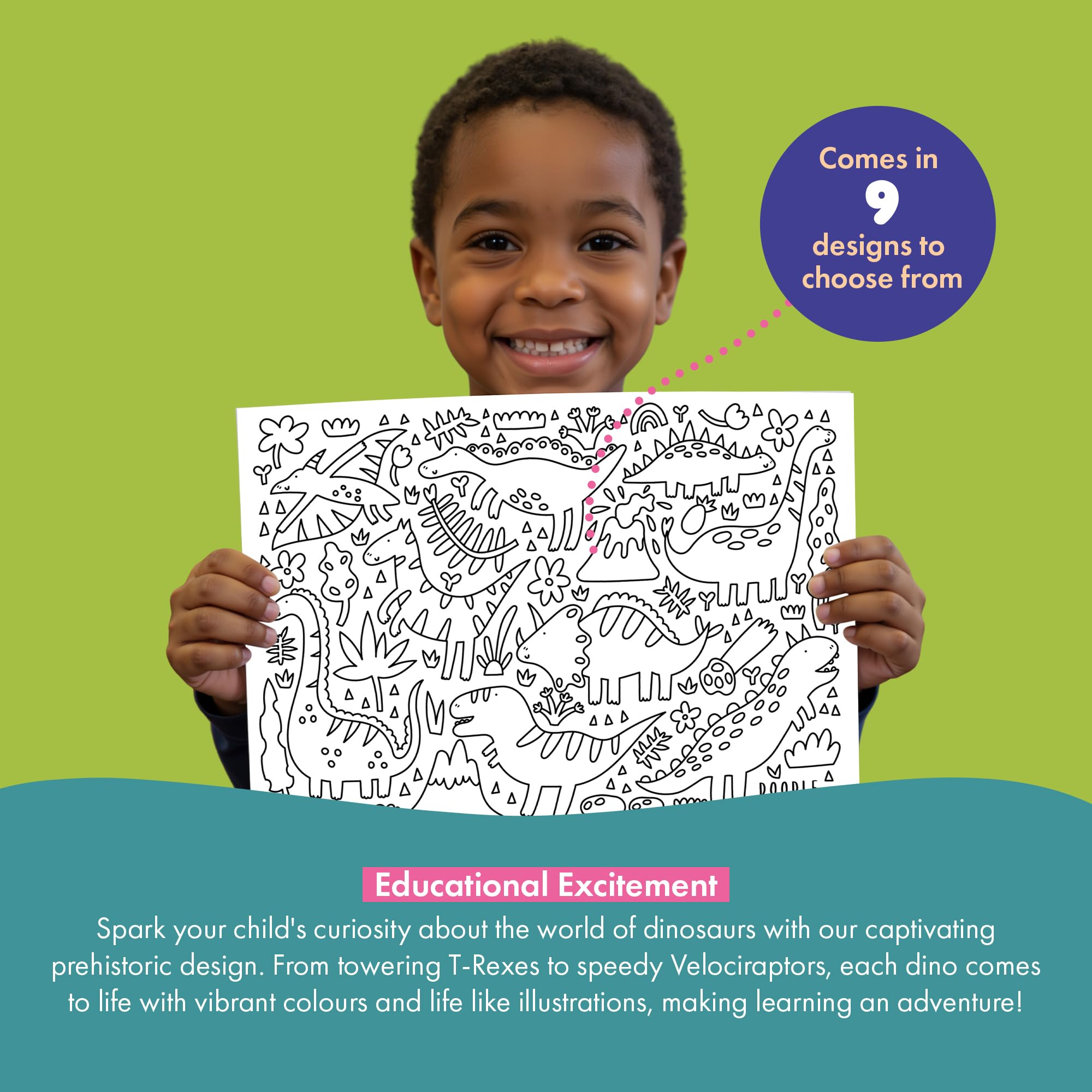 Doodle Mats Reusable Dinosaur Colouring Mat for Kids - Image 3