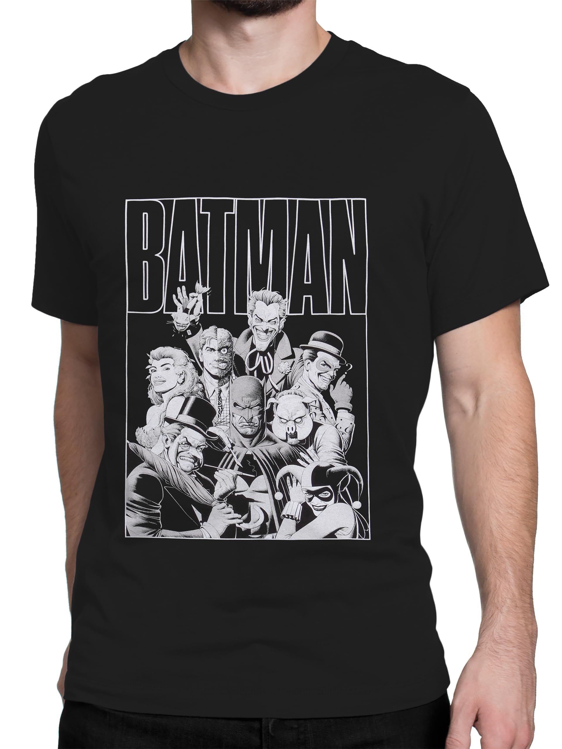 DC Comics Batman Tshirt Mens | Batman T Shirts for Men | Joker T-Shirt Mens | L | Official DC Merchandise | Black