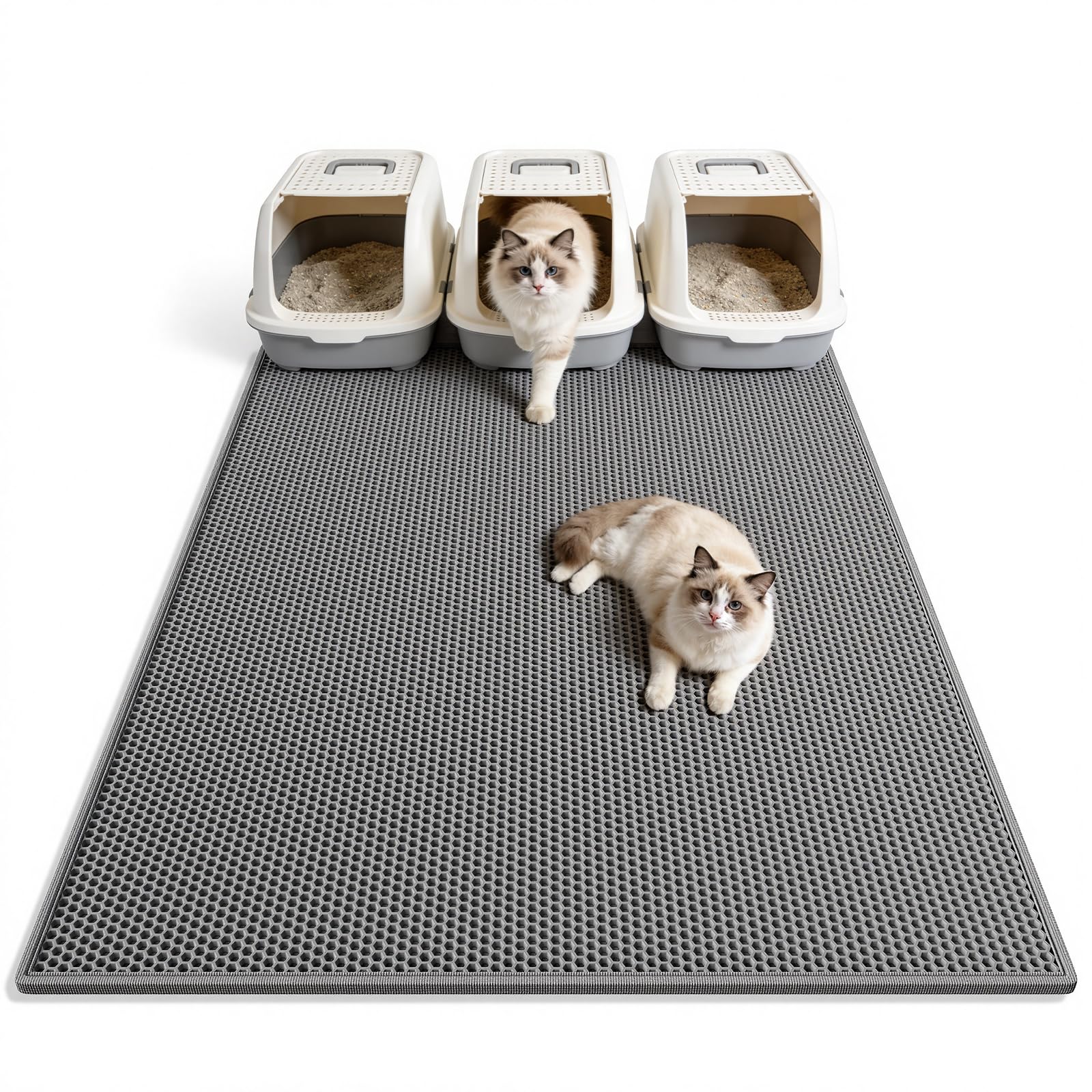 thin silicone cat litter mat low profile groove design waterproof non slip