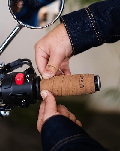 Vista 35 de Motorcycle Handlebar Leather Throttle Grips Wrap Covers With 3M Tape Universal for all Bike Handles Accessories By Trip Machine Company Cherry Red