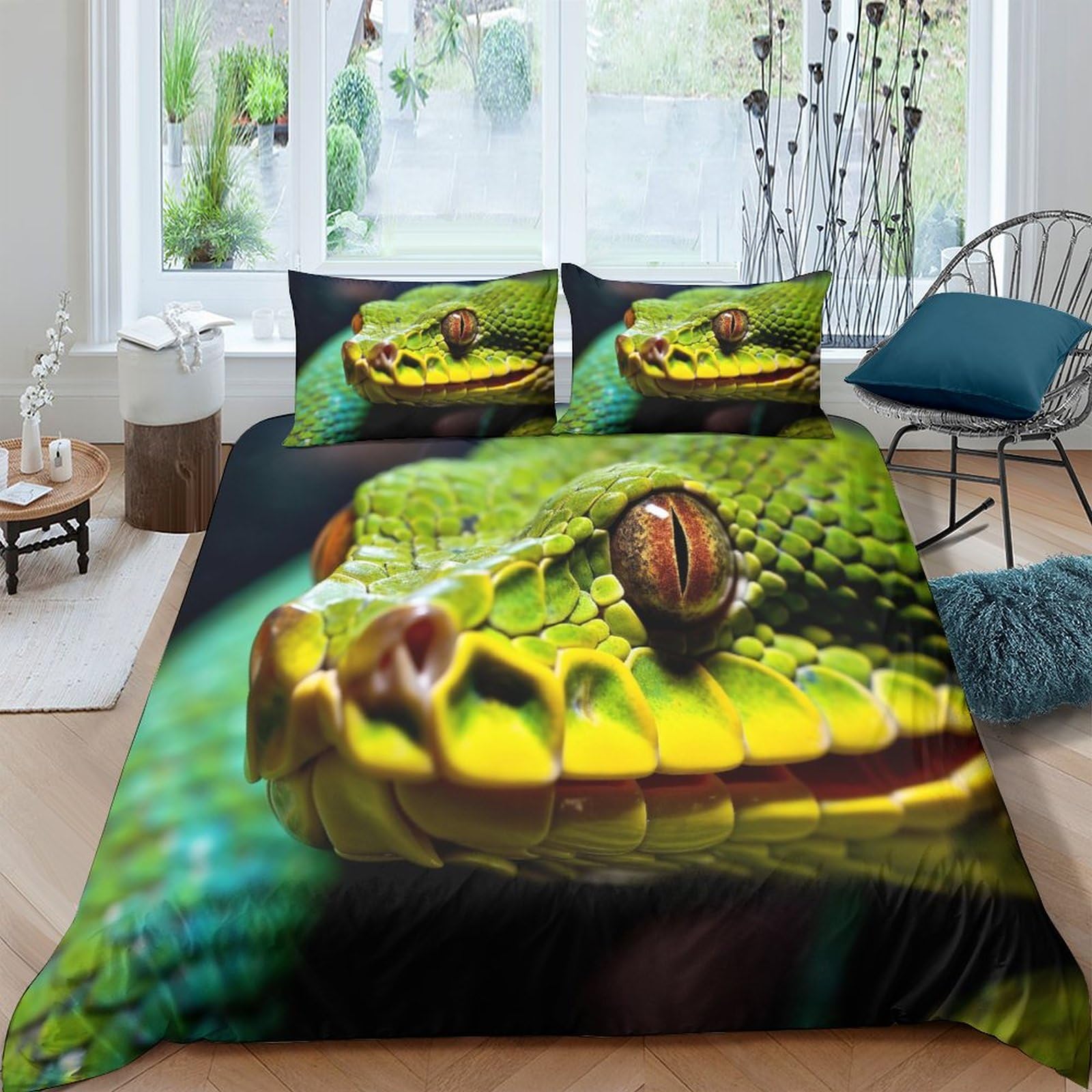 Housse de couette serpent imprimé animal pour transformer l'ambiance d'une chambre adulte