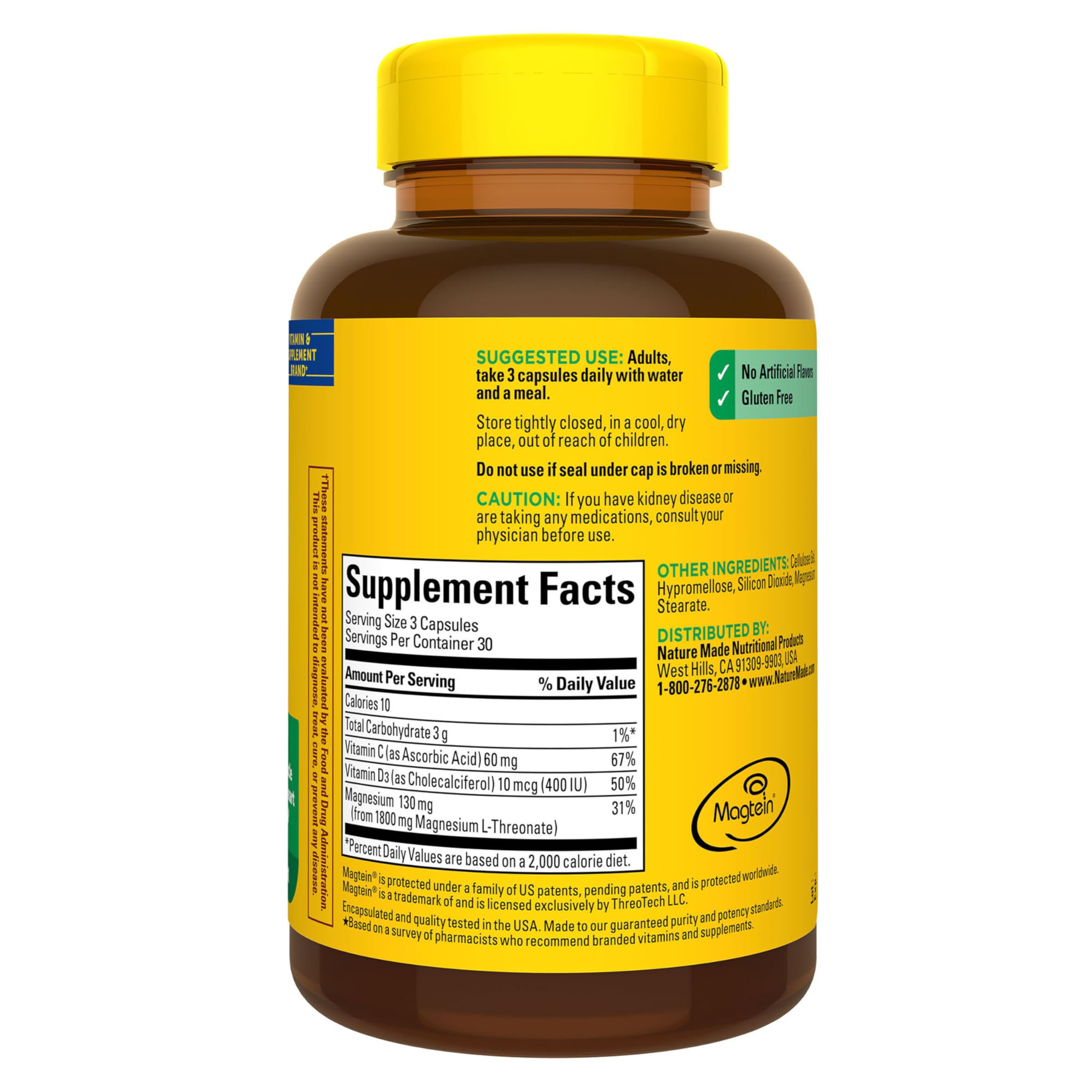 Nature Made Magnesium L-Threonate with Vitamin C & Vitamin D3, 90 Capsules — Amazon image 9