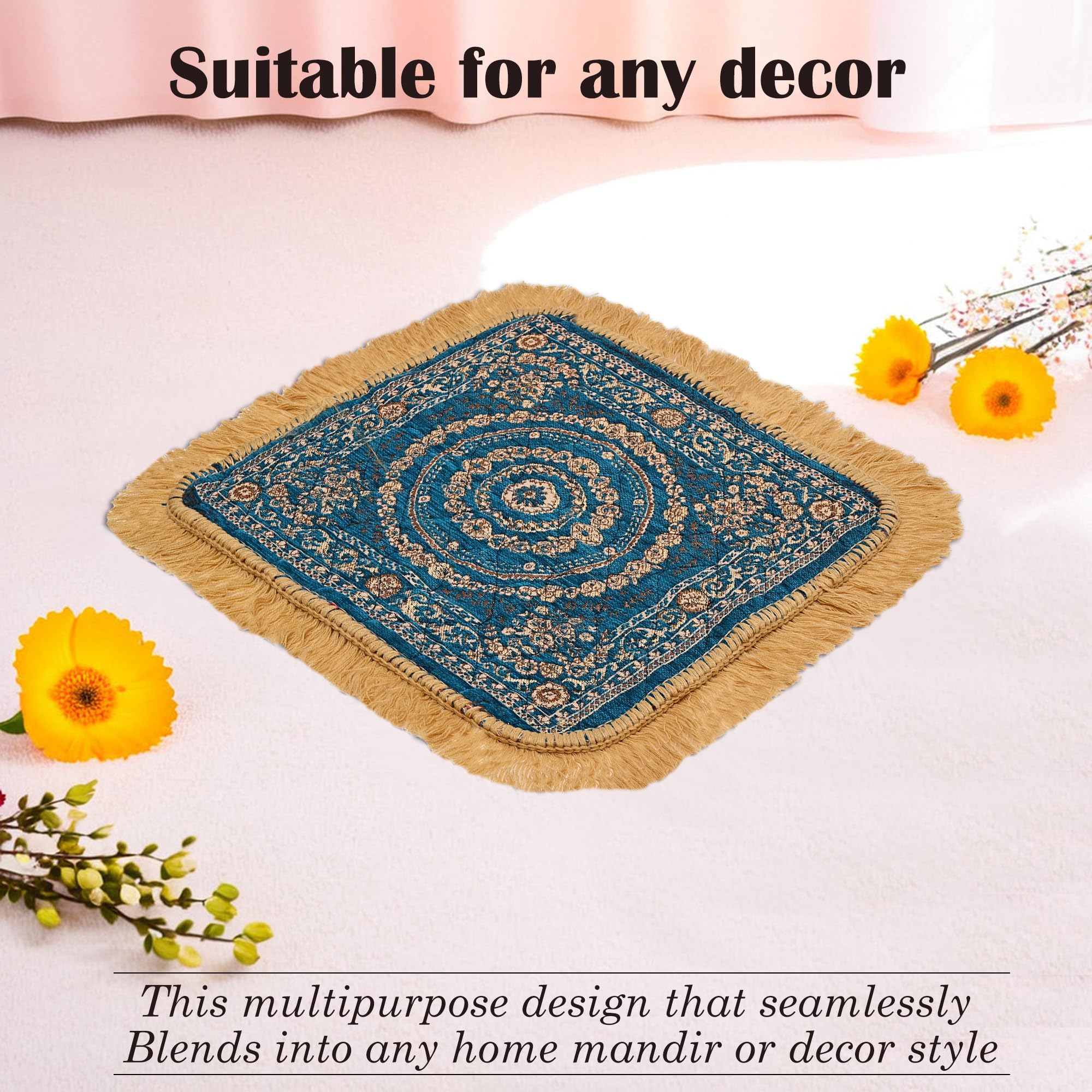 Velvet Pooja Mats - 6 Pack for Meditation & Home -3