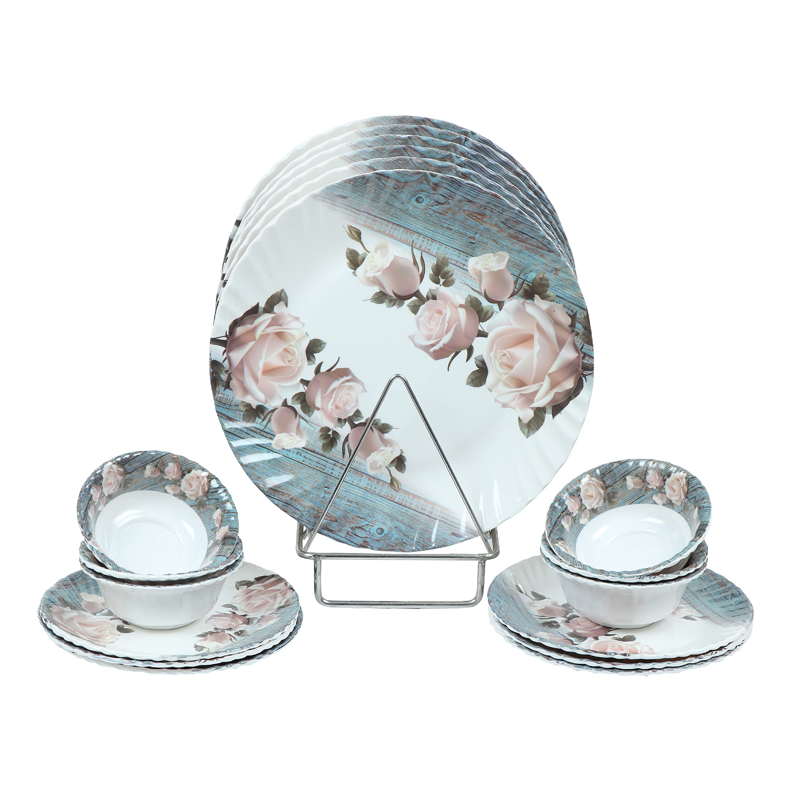 Golden Fish Floral Printed Melamine Full Size Dinner Plates; Small Size Starter Plates & Veg. Bowl (Set of 18) (B09RQ1RWV6) Amazon Price History, Amazon Price Tracker