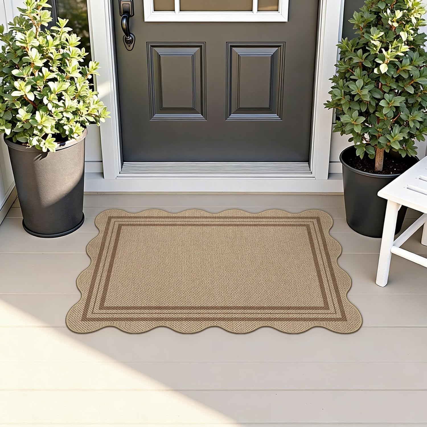 Easy Jute Outdoor Mats for Front Door, 2x3 Small Washable Kitchen Rugs, Farmhouse Brown Throw Rug Non Slip Indoor Outdoor Carpet for Porch Entryway Foyer