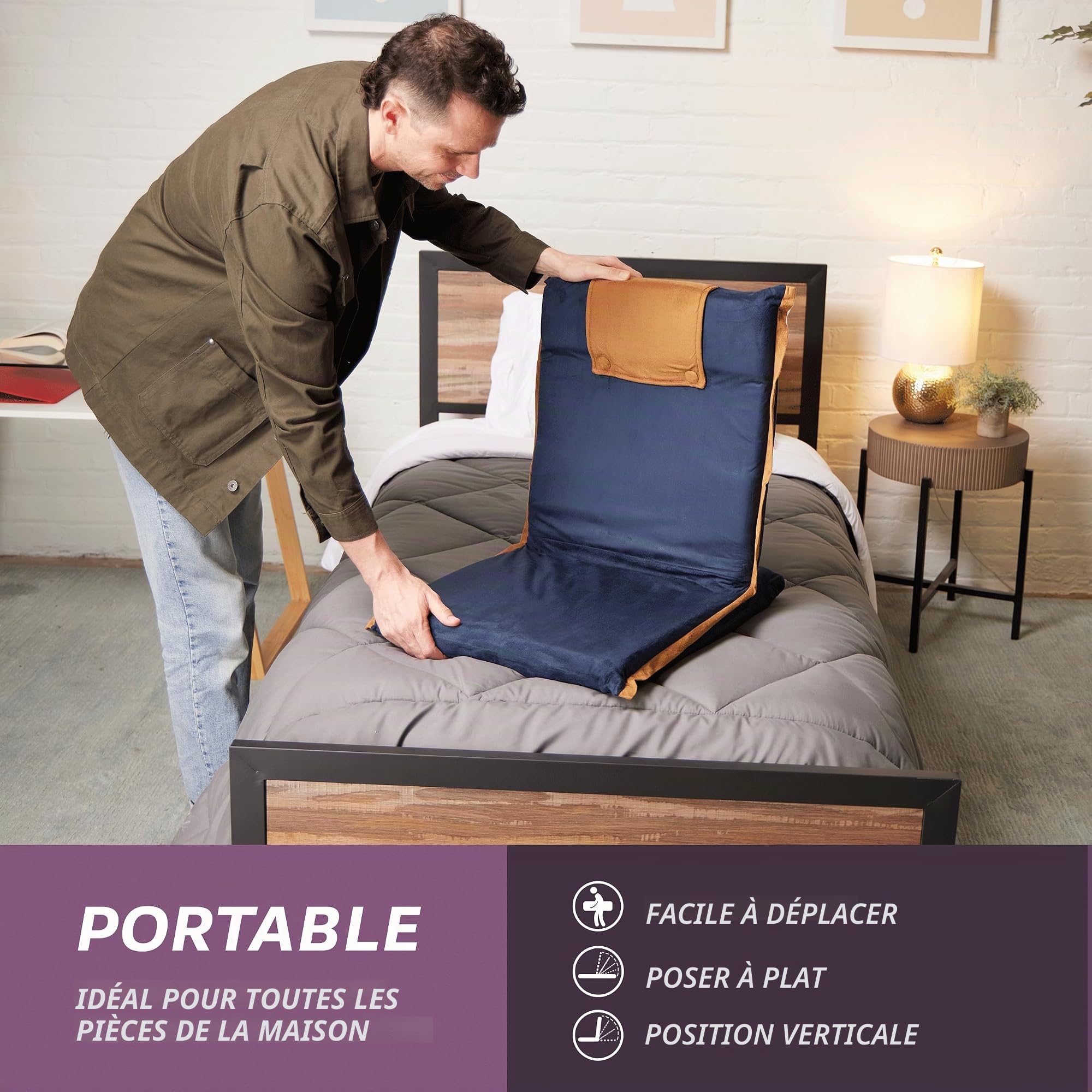 bonVIVO Easy III - Chaise de méditation rembourrée - Poignée intégrée, Dossier réglable, Chaise Pliable Polyvalente, Chaise de Sol pour Yoga, Maison, Bureau, extérieur, Chaise de Plage Confortable
