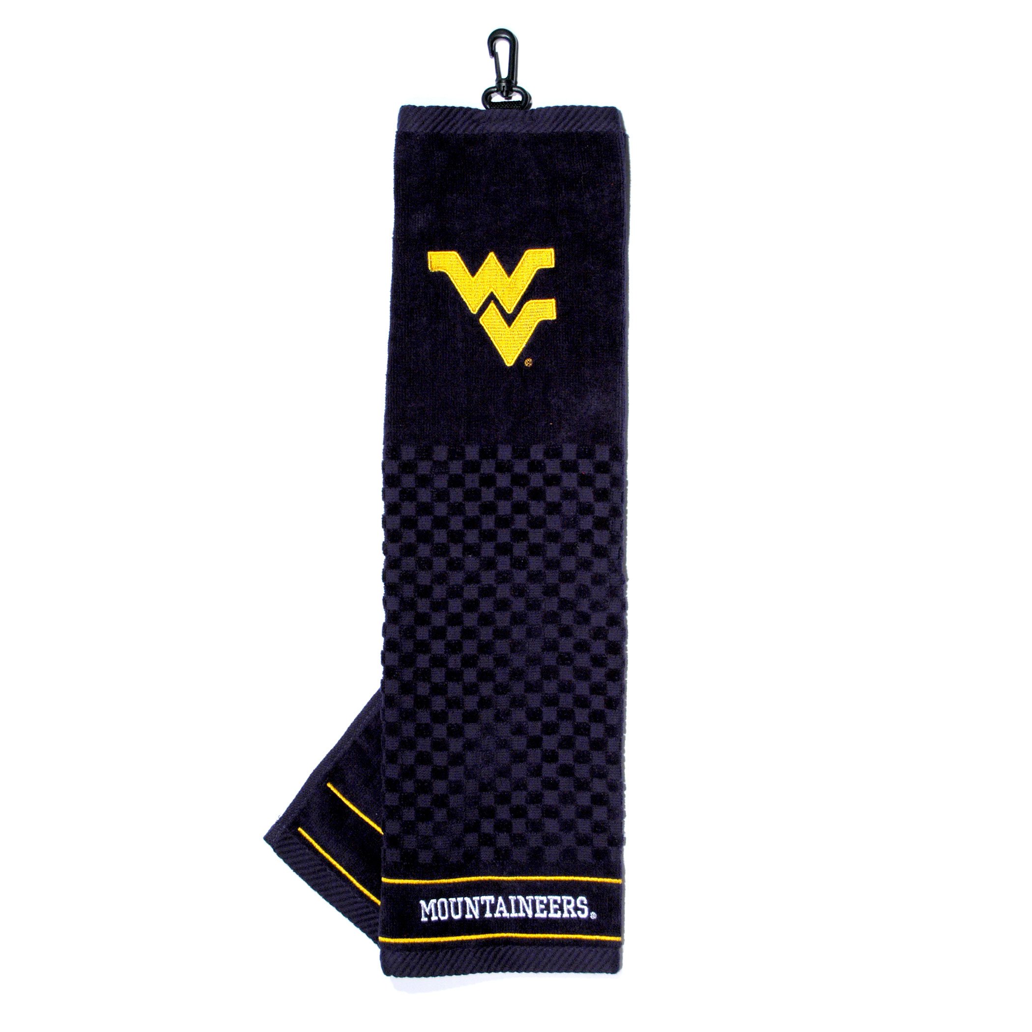 Team Golf NCAA West Virginia Mountaineers Embroidered Golf Towel Embroidered Golf Towel, Checkered Scrubber Design, Embroidered Logo