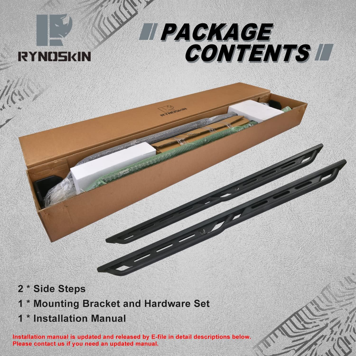 RYNOSKIN Running Boards Fit 2020-2026 Jeep Gladiator JT, Rocker Steps Heavy Duty Gladiator JT Side Steps Pickup Truck Drop Steps Nerf Bars Step Rails Heavy Texture Black